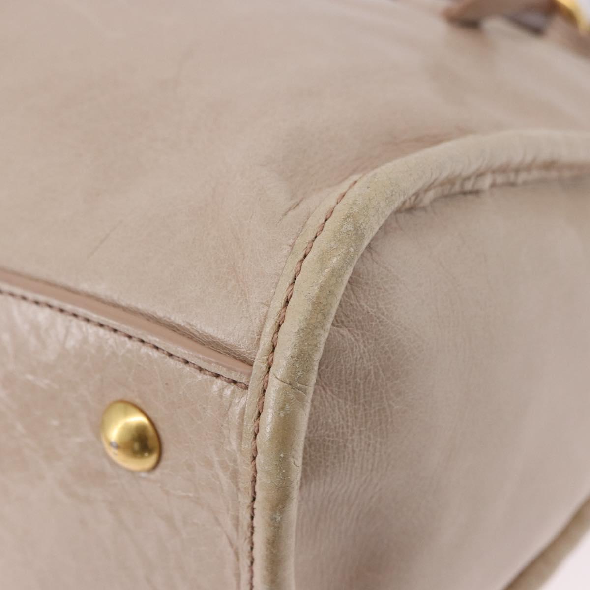 Miu Miu Hand Bag Leather 2way Beige Gold Auth ka5835V