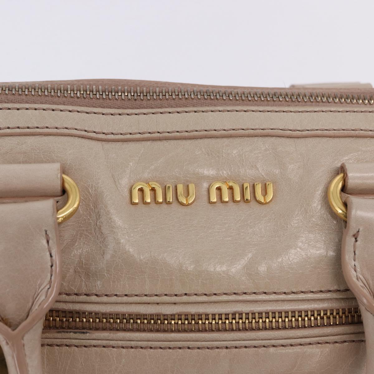 Miu Miu Hand Bag Leather 2way Beige Gold Auth ka5835V