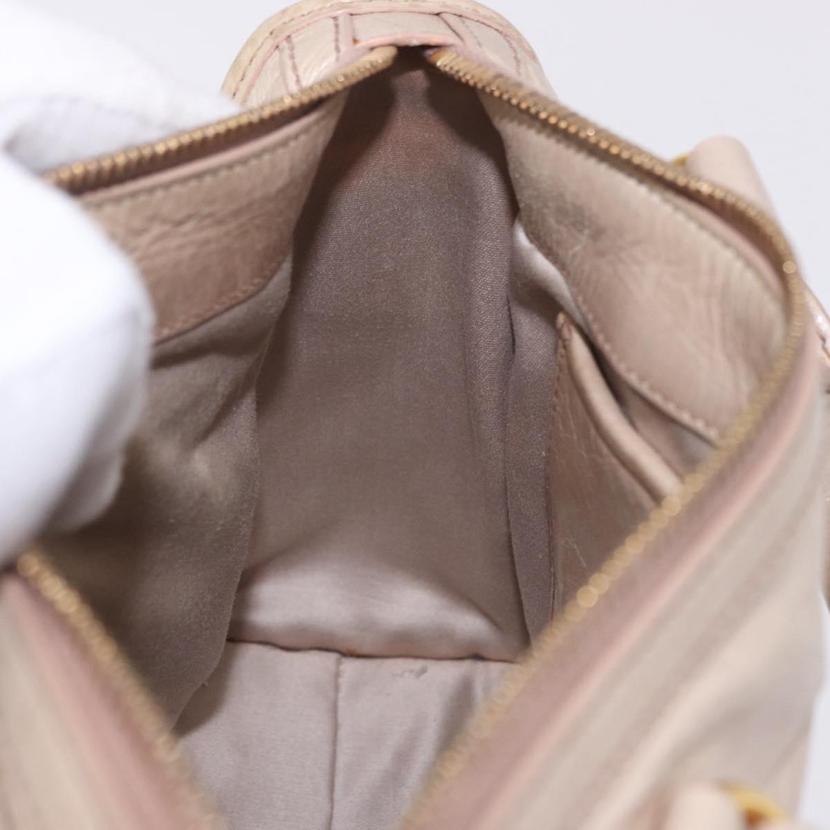 Miu Miu Hand Bag Leather 2way Beige Gold Auth ka5835V