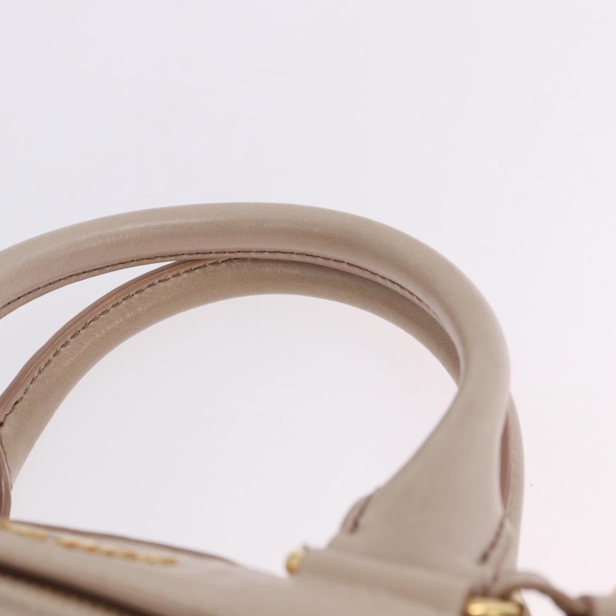 Miu Miu Hand Bag Leather 2way Beige Gold Auth ka5835V