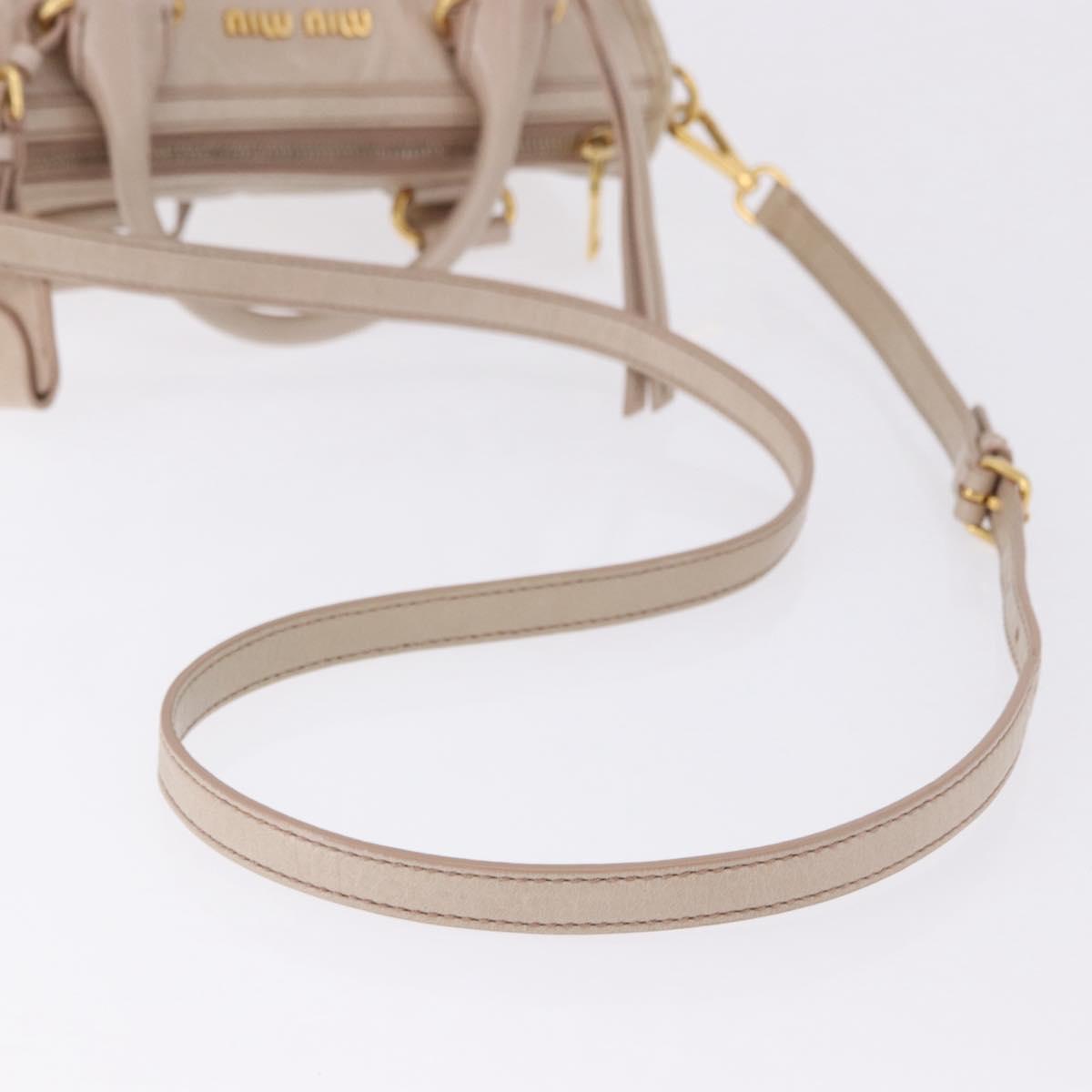 Miu Miu Hand Bag Leather 2way Beige Gold Auth ka5835V