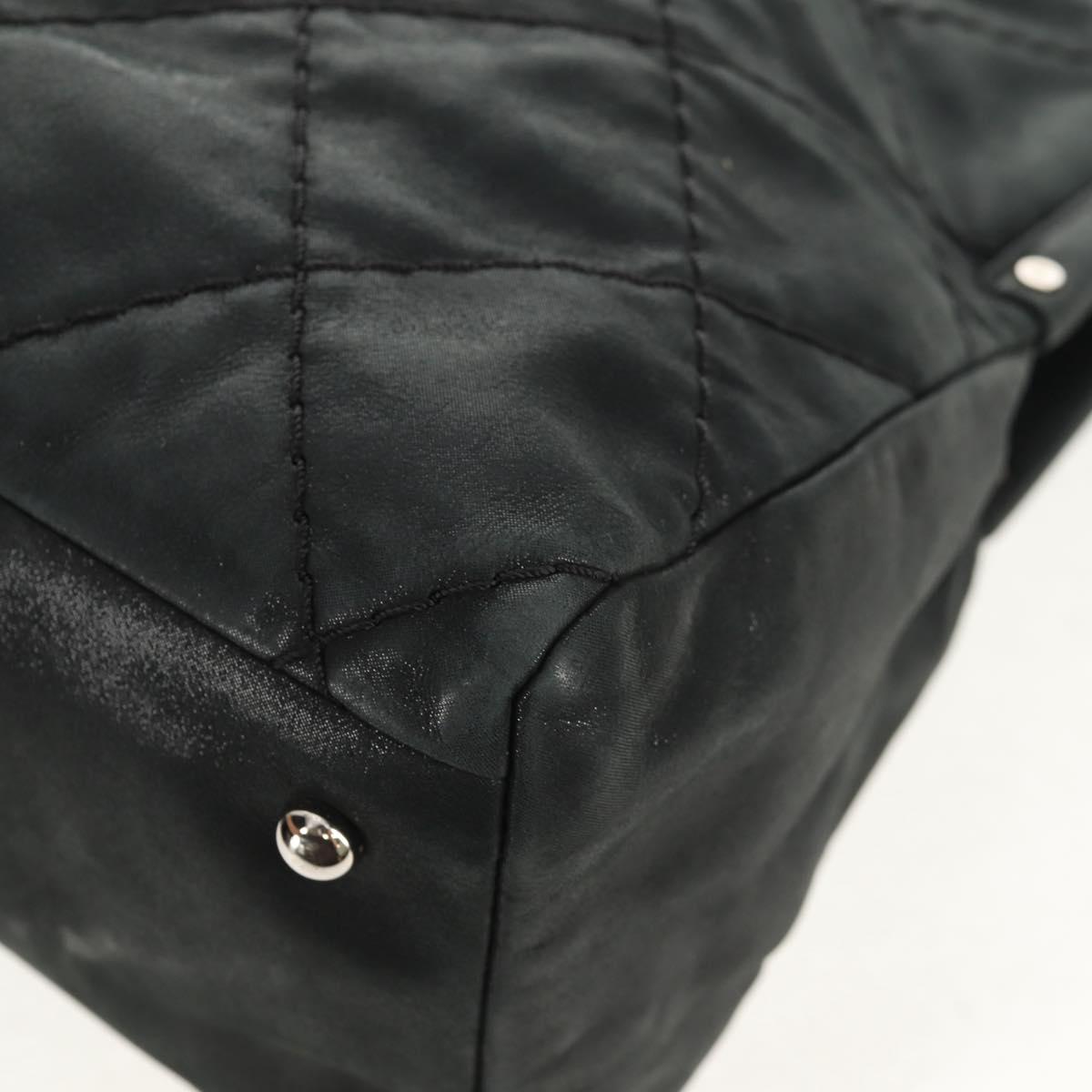 CHANEL Chain Shoulder Bag Coated Canvas Black Silver CC Auth ka583V