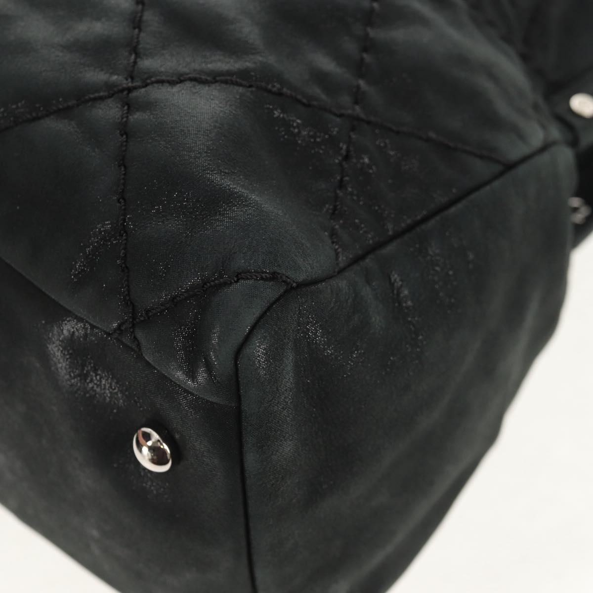 CHANEL Chain Shoulder Bag Coated Canvas Black Silver CC Auth ka583V