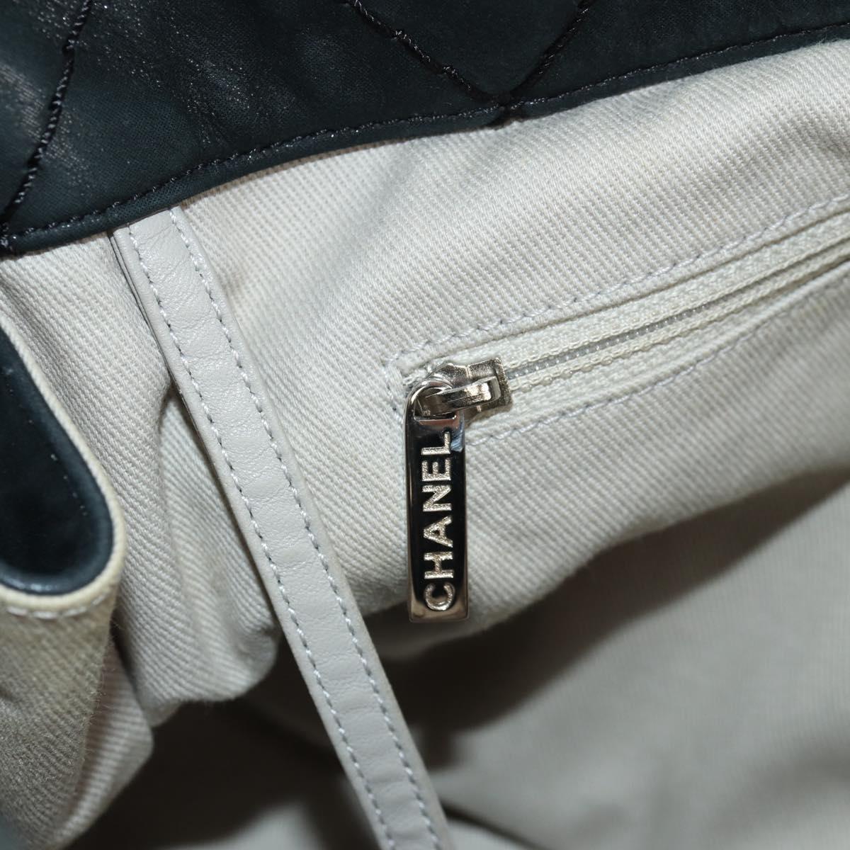 CHANEL Chain Shoulder Bag Coated Canvas Black Silver CC Auth ka583V