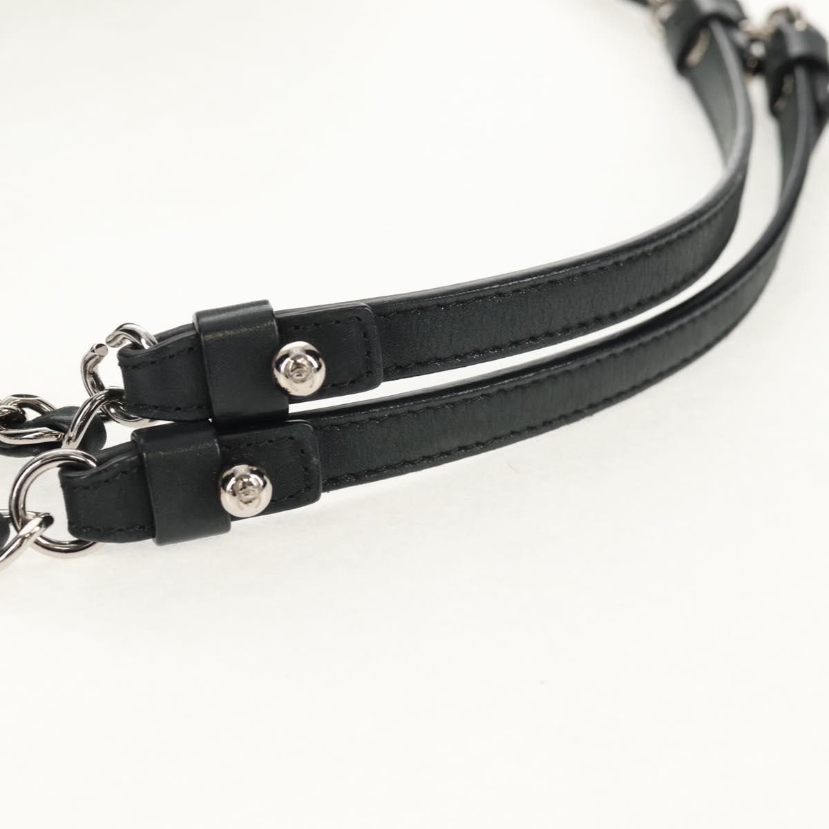 CHANEL Chain Shoulder Bag Coated Canvas Black Silver CC Auth ka583V