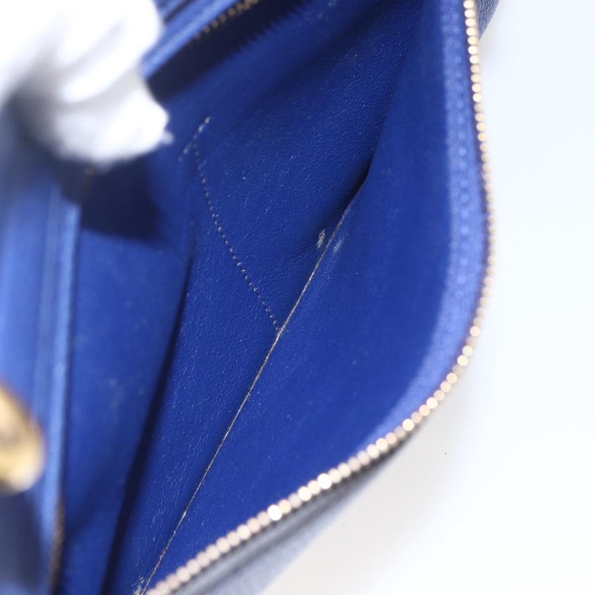 CELINE Trapeze Hand Bag Leather 2way Blue Gold Auth ka584