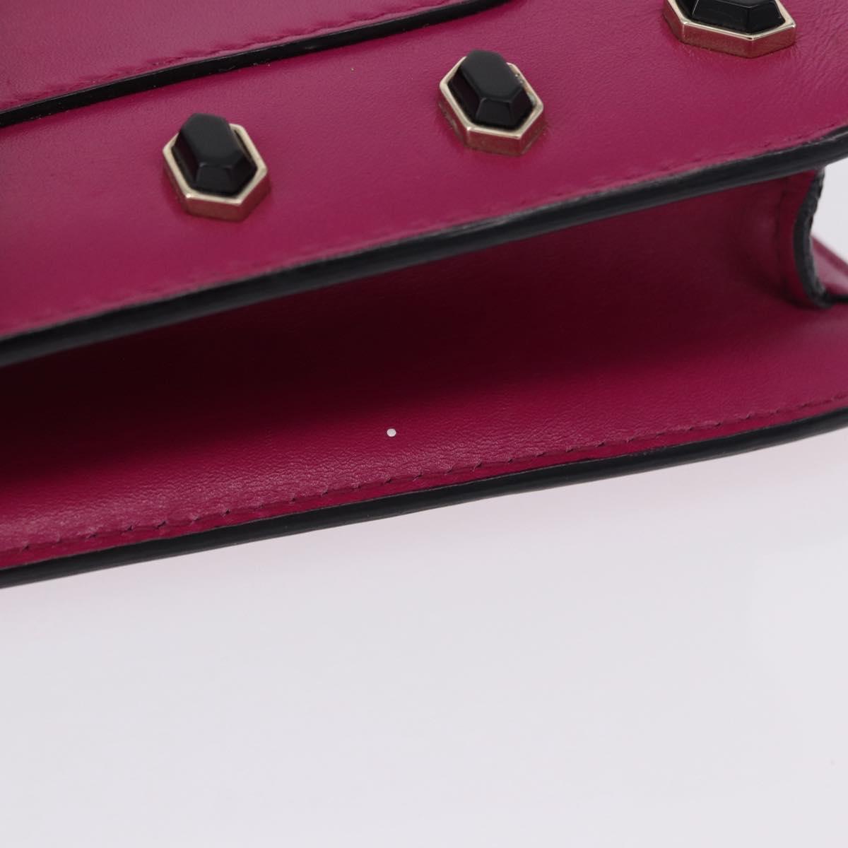 BVLGARI Chain Shoulder Bag Leather Pink Gold Auth ka5843A