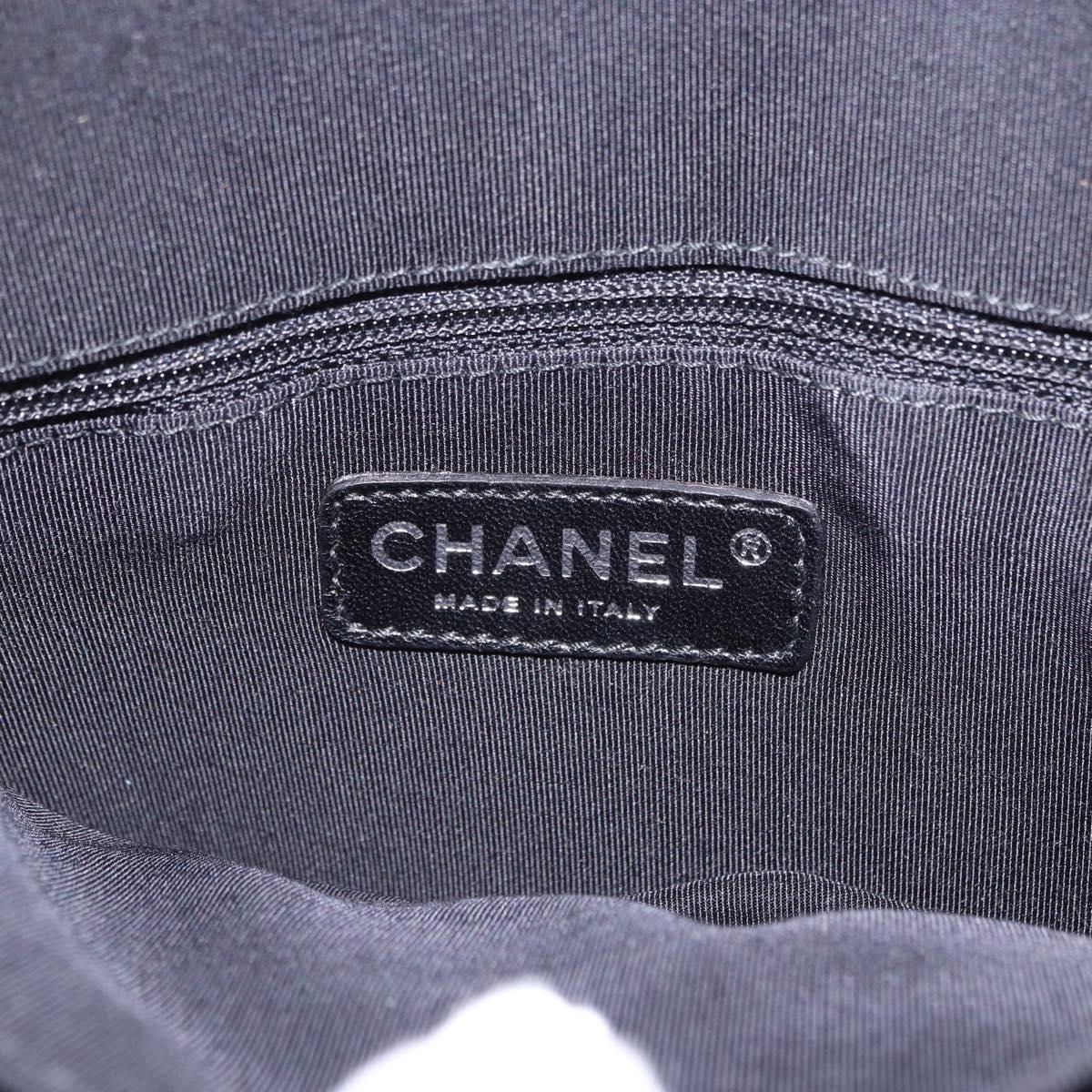 CHANEL 2.55 Chain Shoulder Bag Nylon Black Silver CC Auth ka5847A