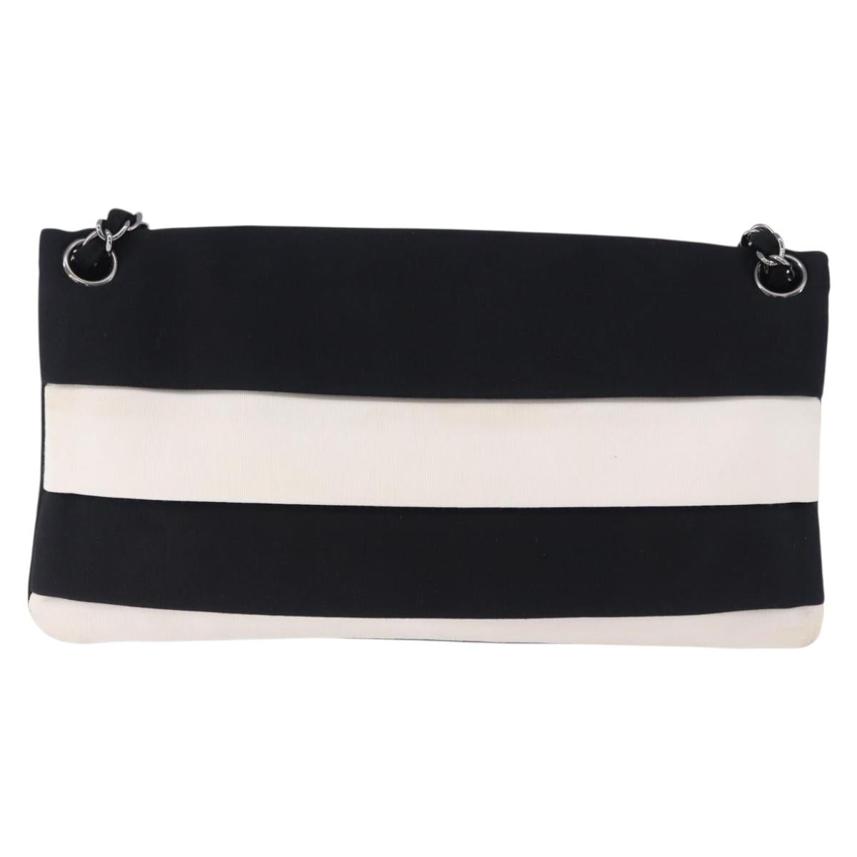 CHANEL 2.55 Chain Shoulder Bag Nylon Black Silver CC Auth ka5847A