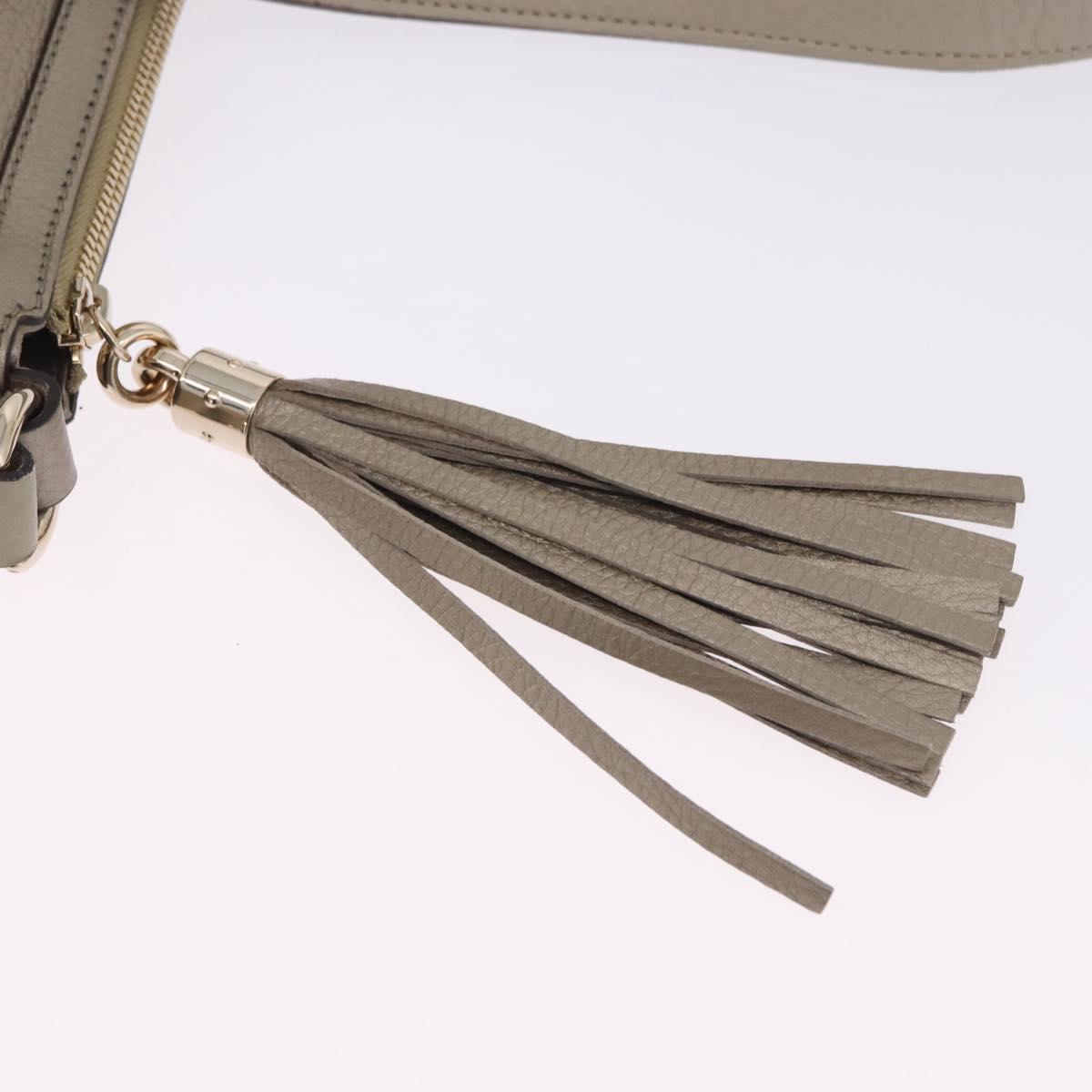 GUCCI Soho Shoulder Bag Leather Beige Gold 308361 Auth ka5848V