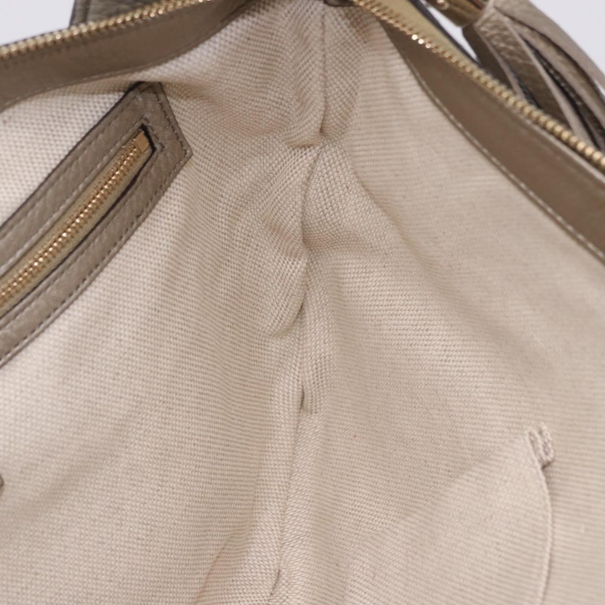 GUCCI Soho Shoulder Bag Leather Beige Gold 308361 Auth ka5848V