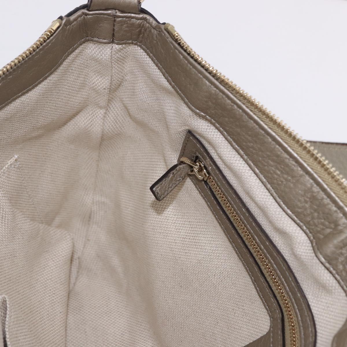 GUCCI Soho Shoulder Bag Leather Beige Gold 308361 Auth ka5848V