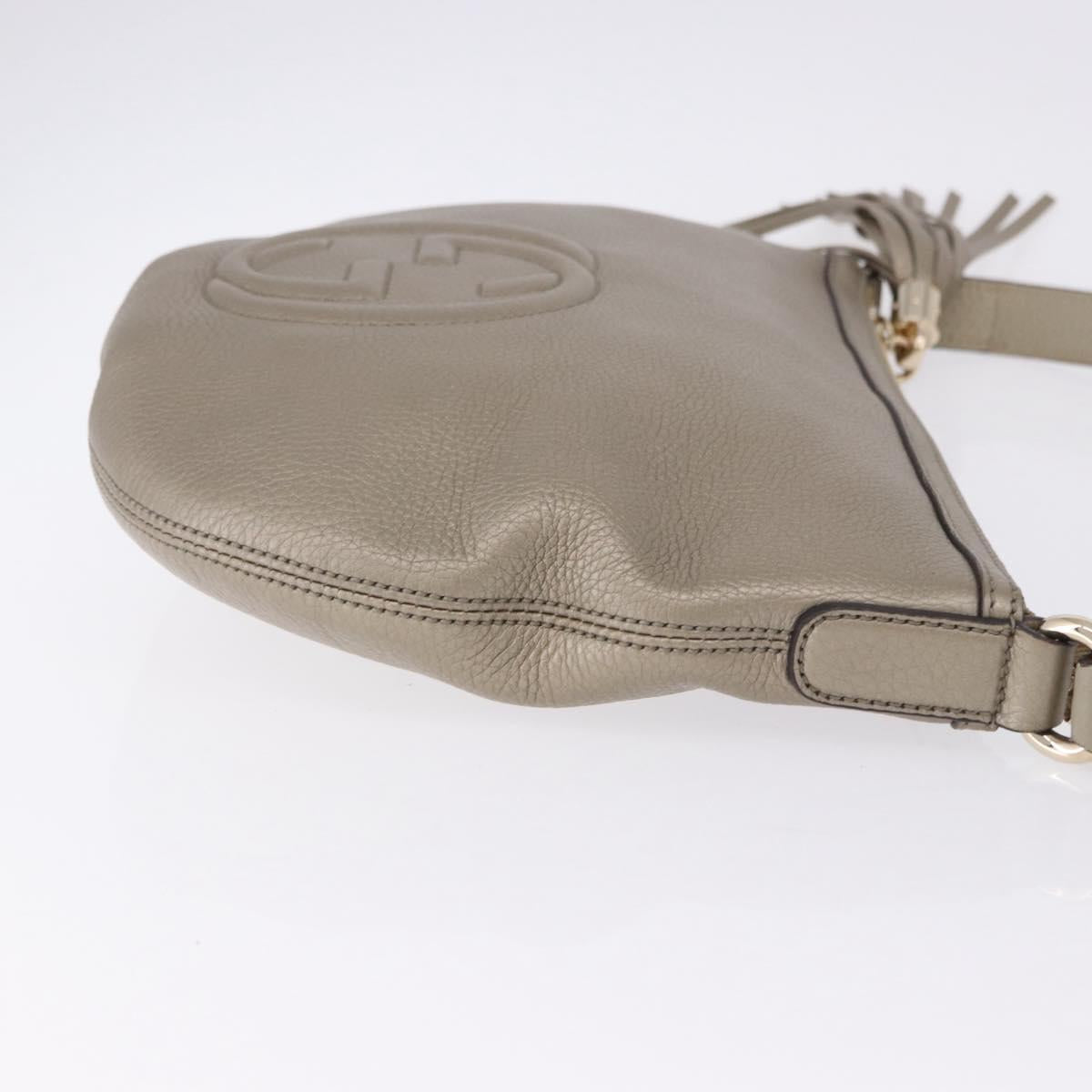 GUCCI Soho Shoulder Bag Leather Beige Gold 308361 Auth ka5848V