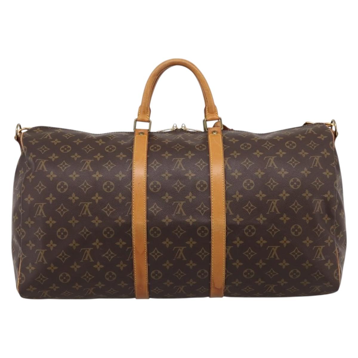 LOUIS VUITTON Monogram Keepall Bandouliere 55 Boston Bag M41414 LV Auth ka5849