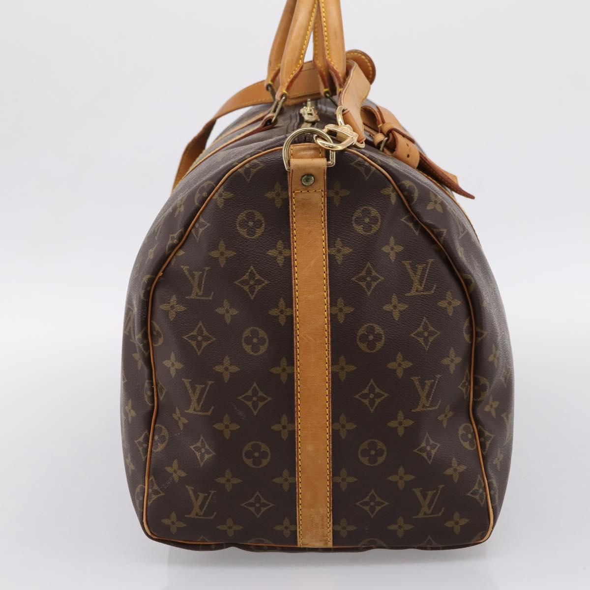 LOUIS VUITTON Monogram Keepall Bandouliere 55 Boston Bag M41414 LV Auth ka5849