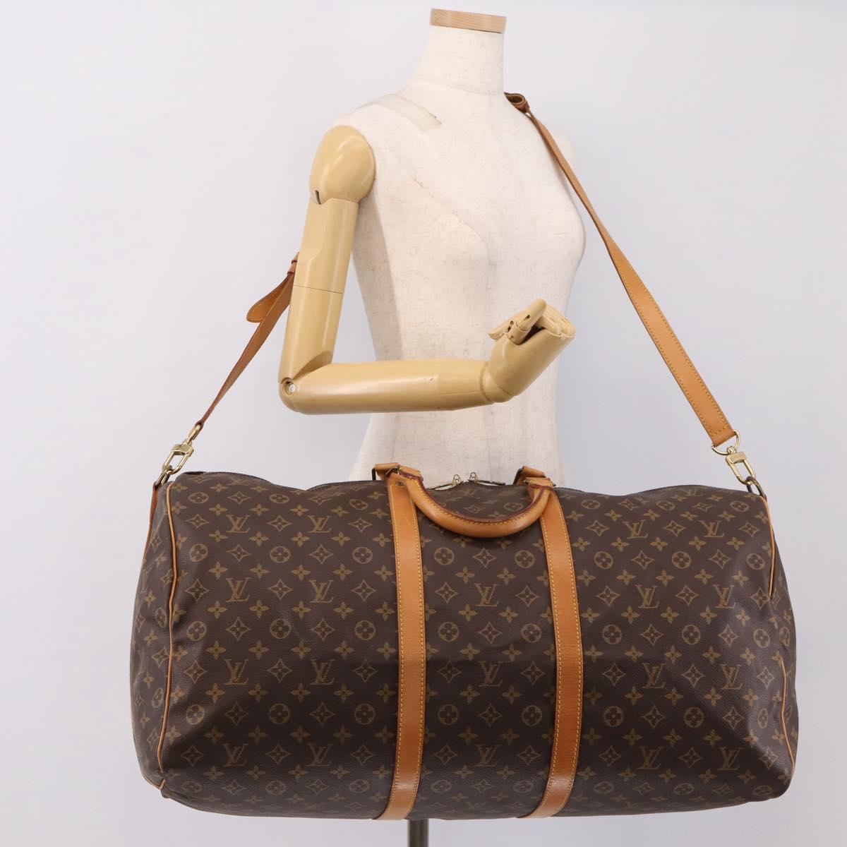LOUIS VUITTON Monogram Keepall Bandouliere 60 Boston Bag M41412 LV Auth ka5850A