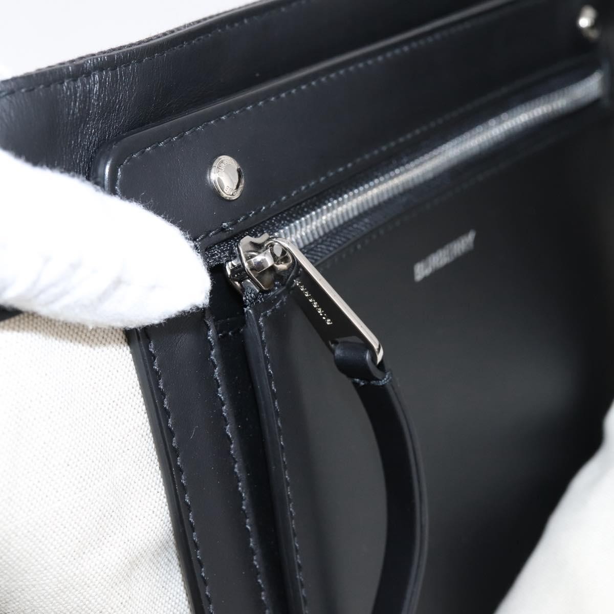 BURBERRY Tote Bag Canvas Black Silver Auth ka5856V