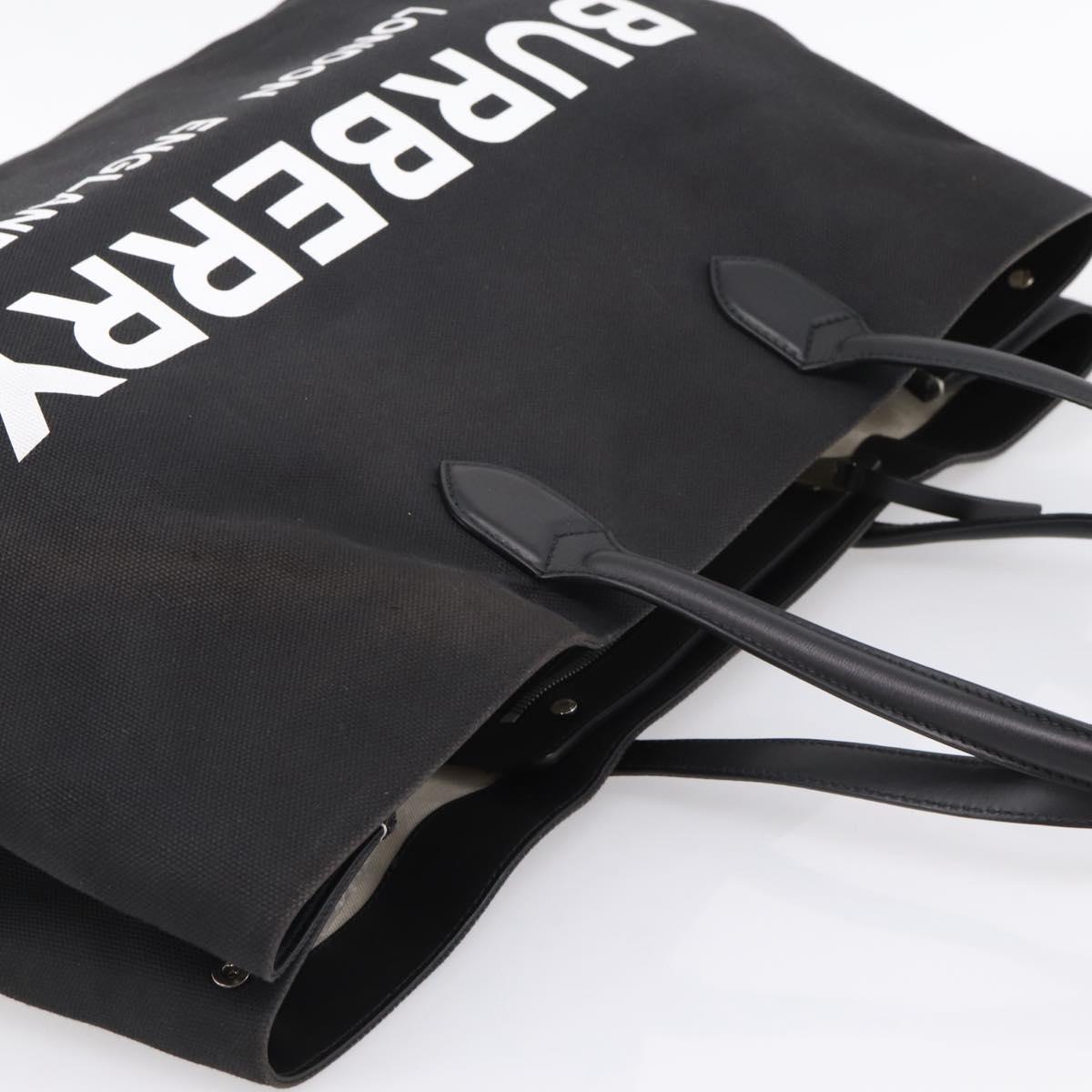 BURBERRY Tote Bag Canvas Black Silver Auth ka5856V