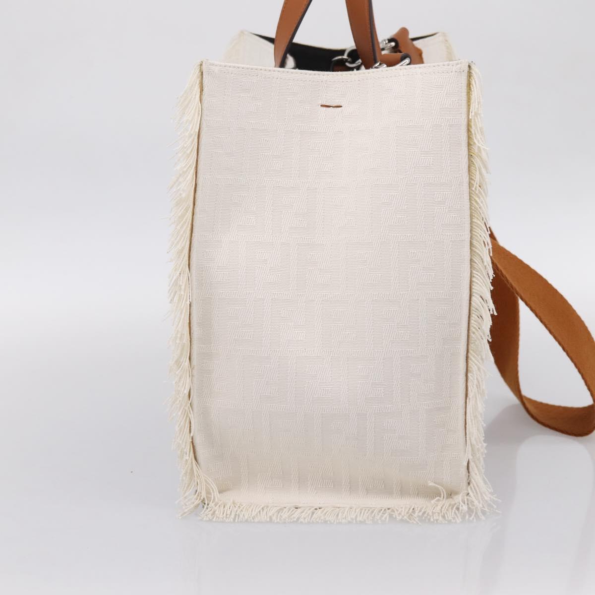 FENDI Zucca Canvas Hand Bag 2way White Silver Auth ka5858M