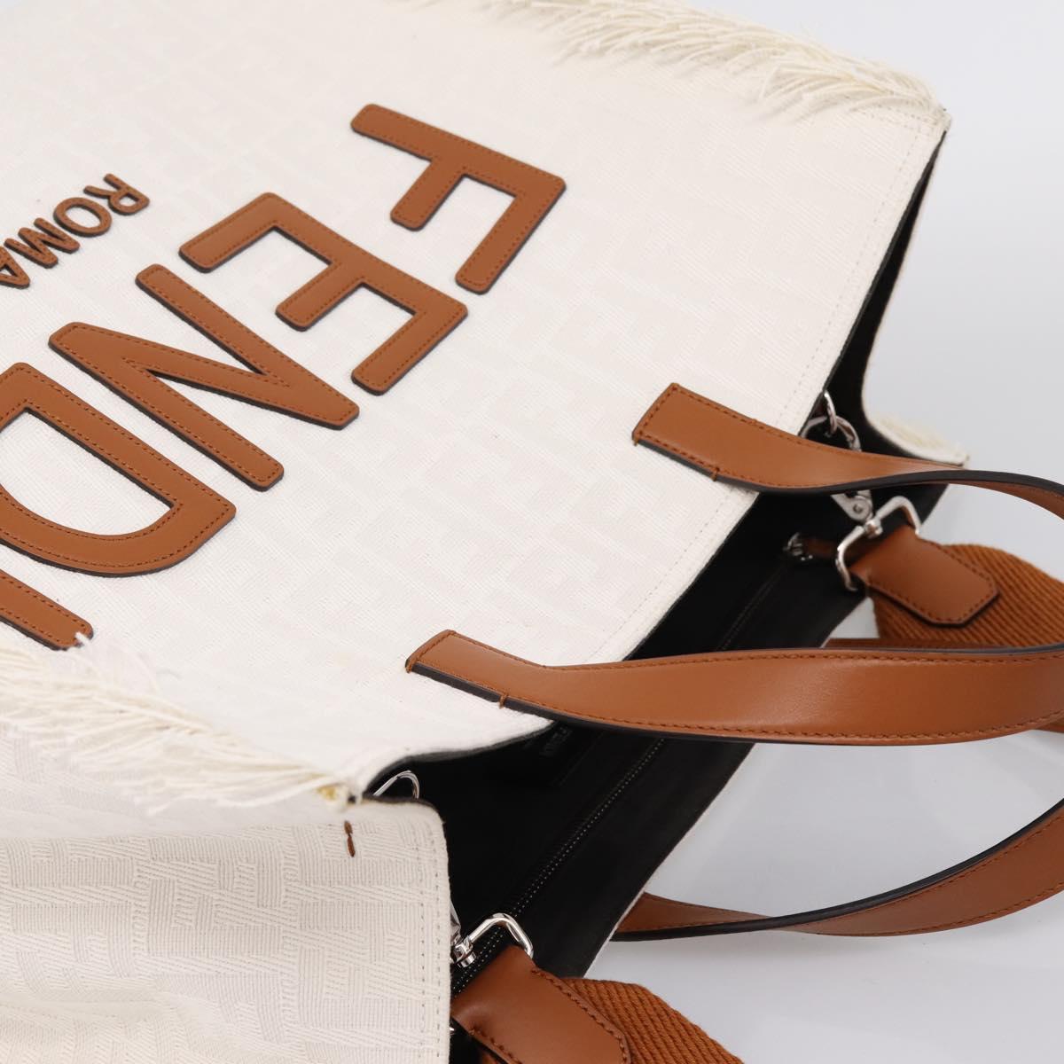 FENDI Zucca Canvas Hand Bag 2way White Silver Auth ka5858M