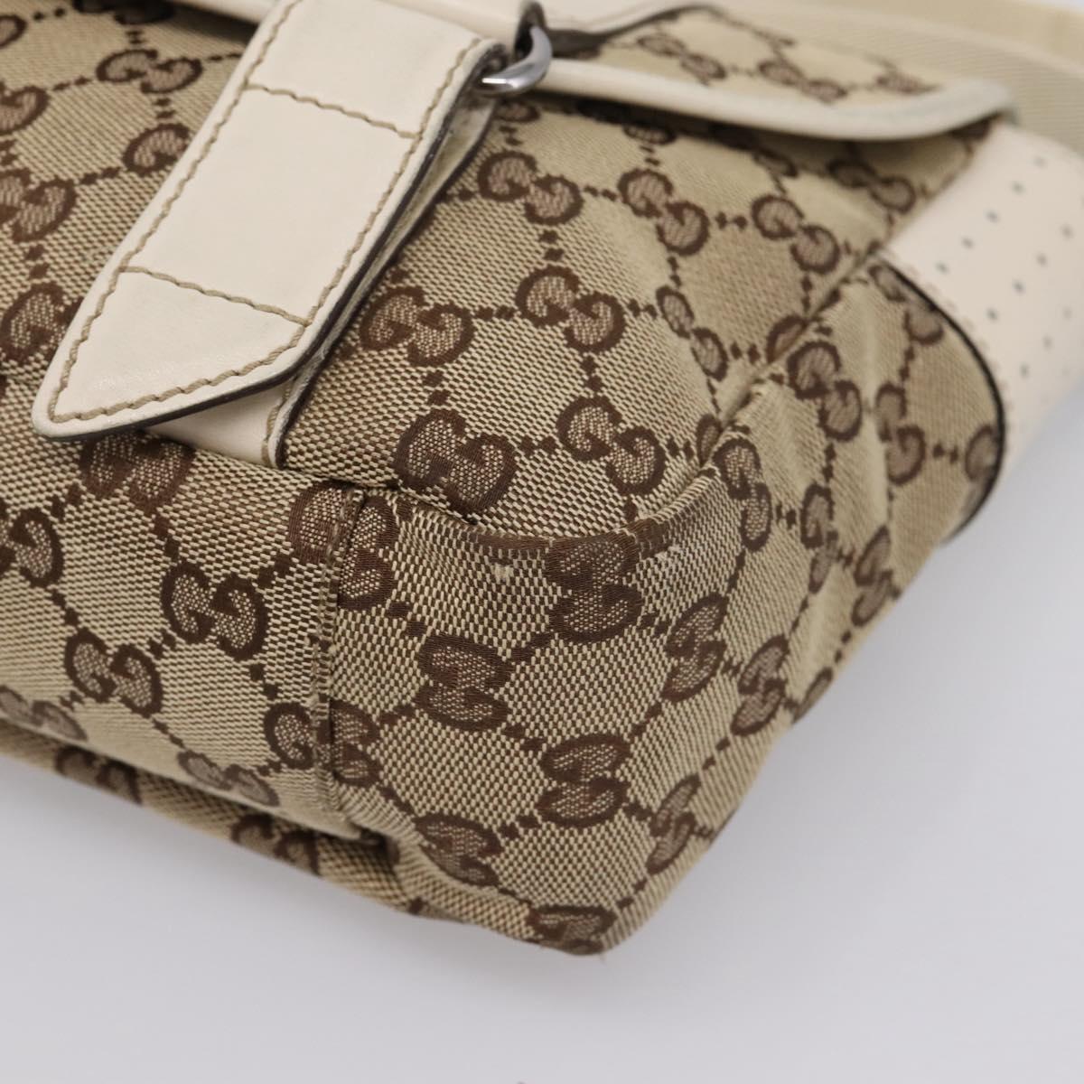 GUCCI GG Canvas Shoulder Bag Beige Silver 145858 Auth ka5859