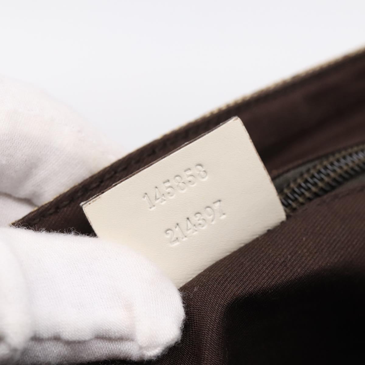 GUCCI GG Canvas Shoulder Bag Beige Silver 145858 Auth ka5859