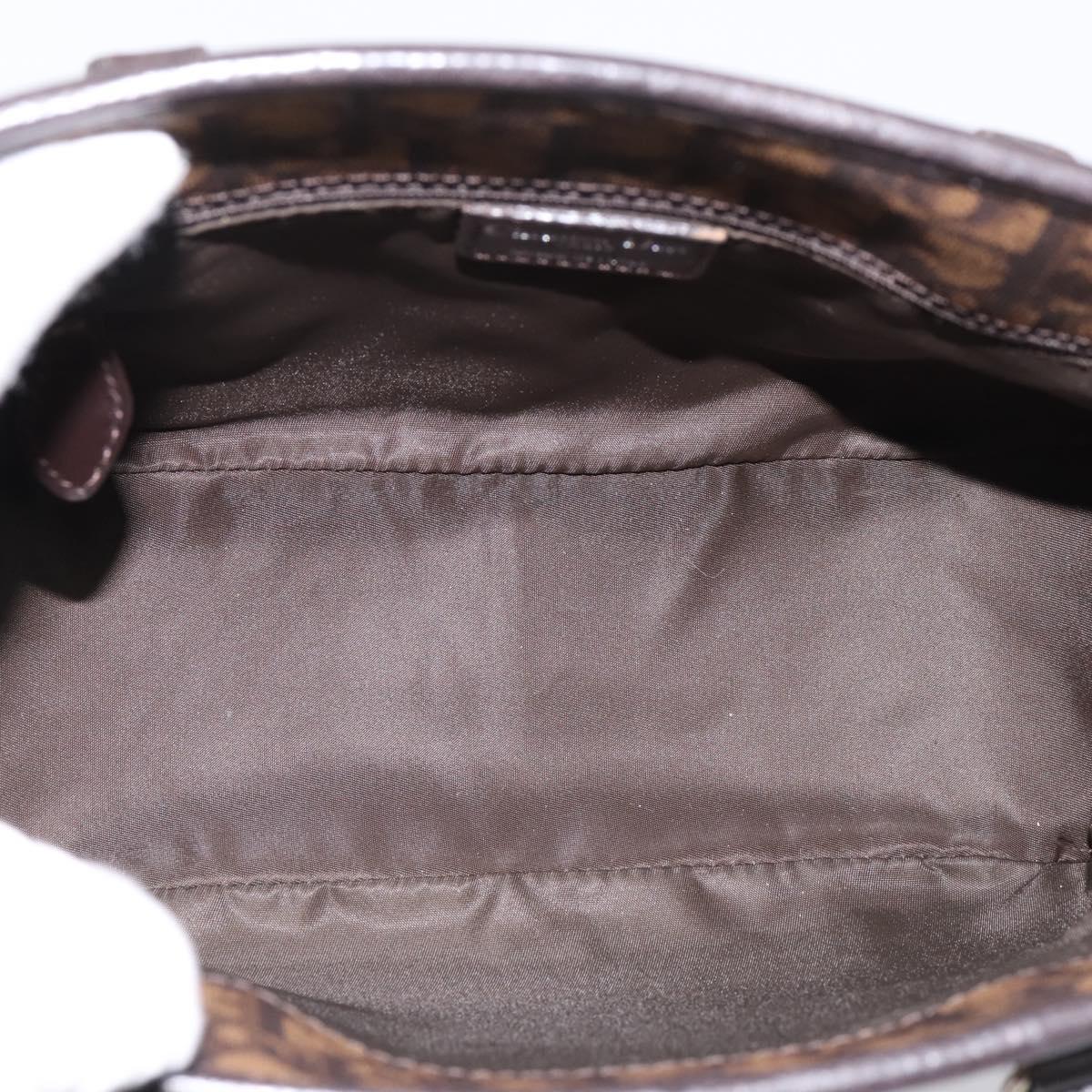 Christian Dior Trotter Canvas Hand Bag PVC Brown Silver Auth ka5864V