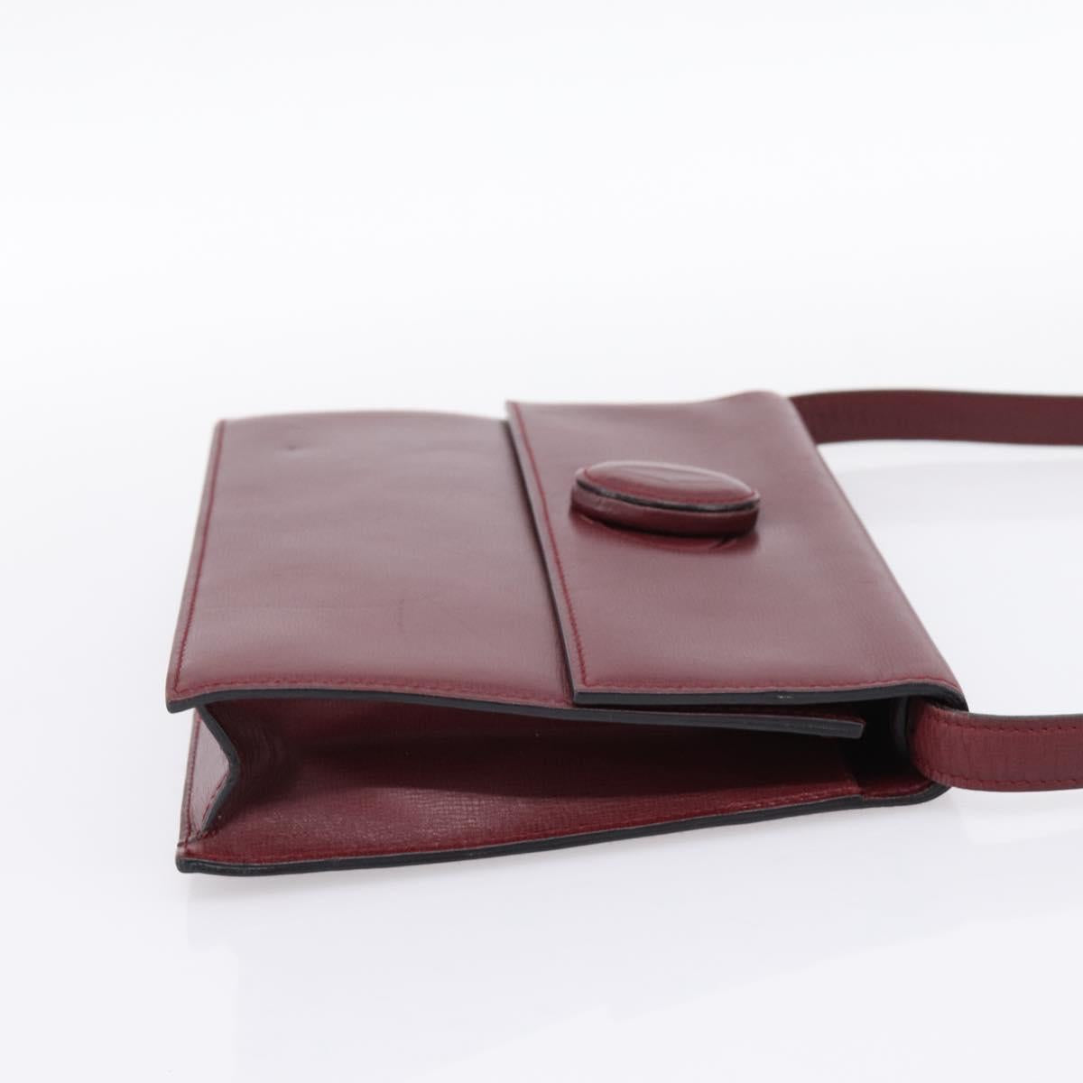 CARTIER Must Line Shoulder Bag Leather Bordeaux Gold Auth ka5868