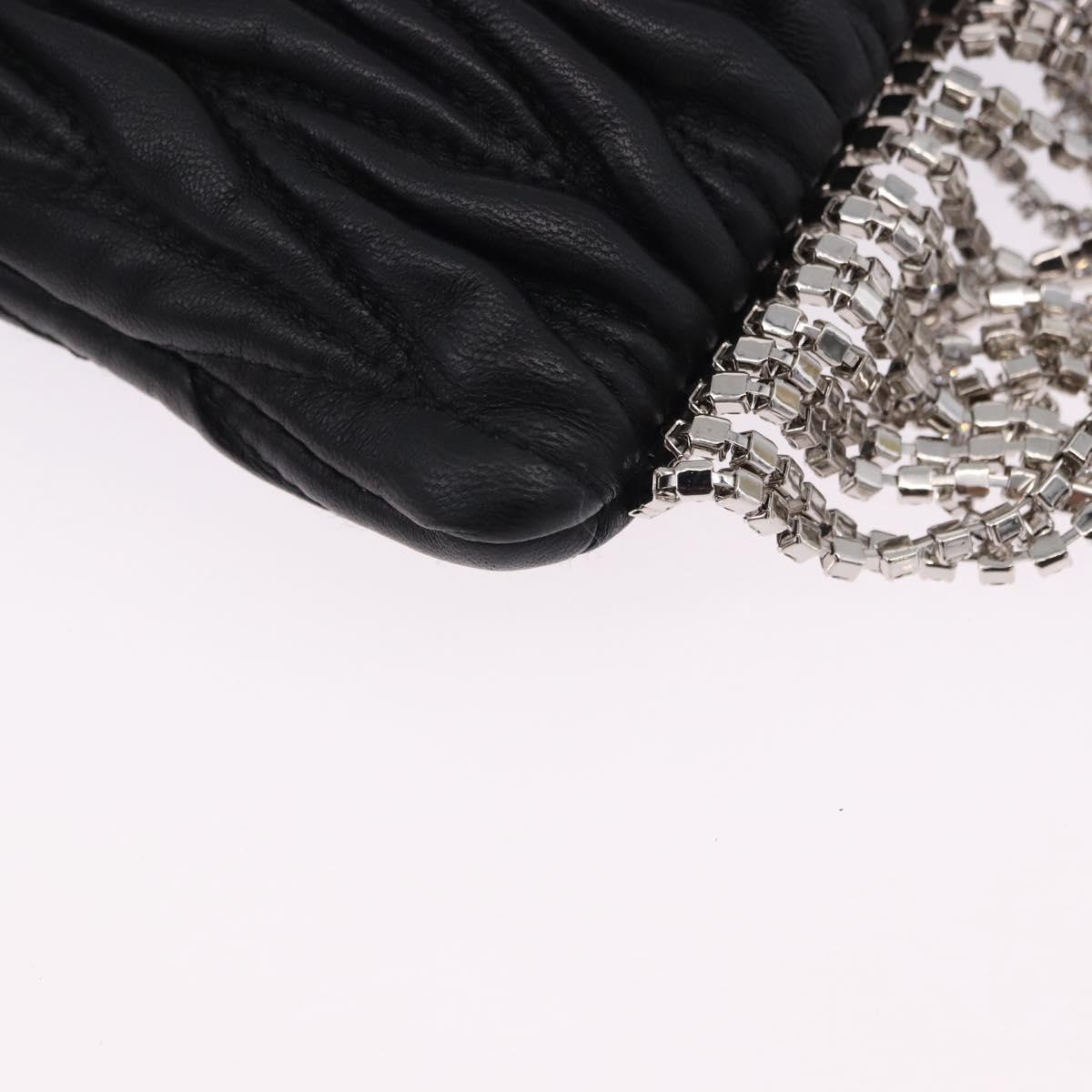 Miu Miu Matelasse Shoulder Bag Leather Black Silver Auth ka5870SAM