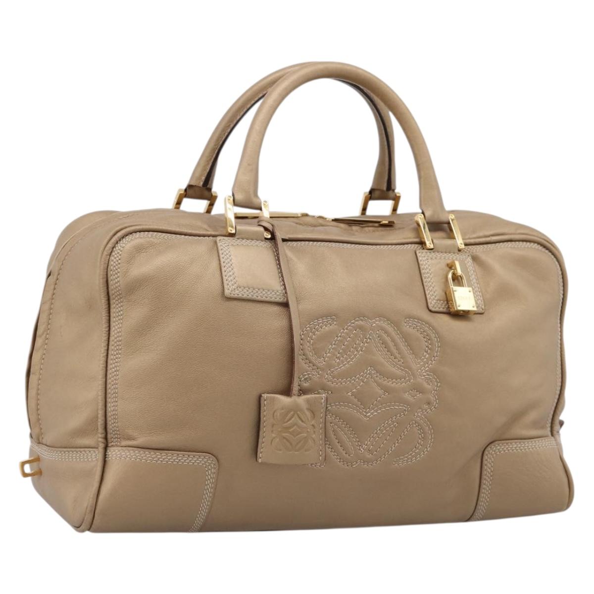 LOEWE Amazonas Hand Bag Leather Gold Auth ka5872A