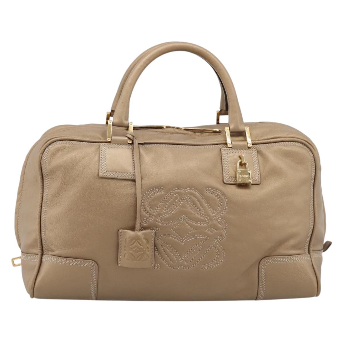LOEWE Amazonas Hand Bag Leather Gold Auth ka5872A