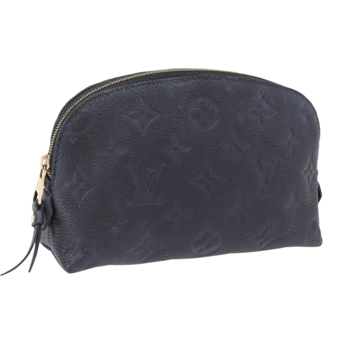 LOUIS VUITTON Monogram Empreinte Pochette Cosmetic PM Navy M69413 LV Auth ka5873