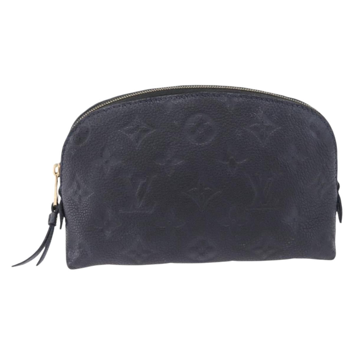 LOUIS VUITTON Monogram Empreinte Pochette Cosmetic PM Navy M69413 LV Auth ka5873