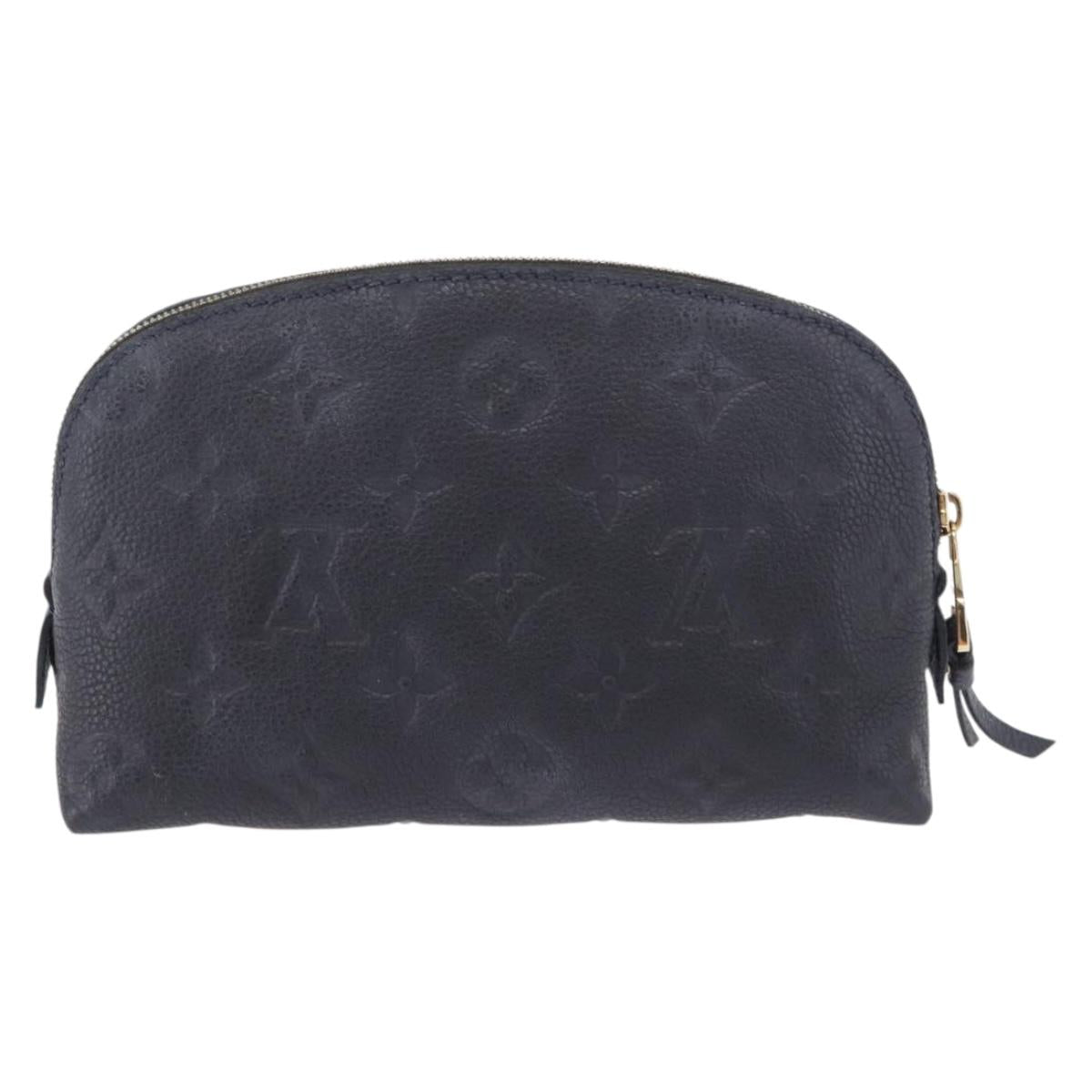 LOUIS VUITTON Monogram Empreinte Pochette Cosmetic PM Navy M69413 LV Auth ka5873