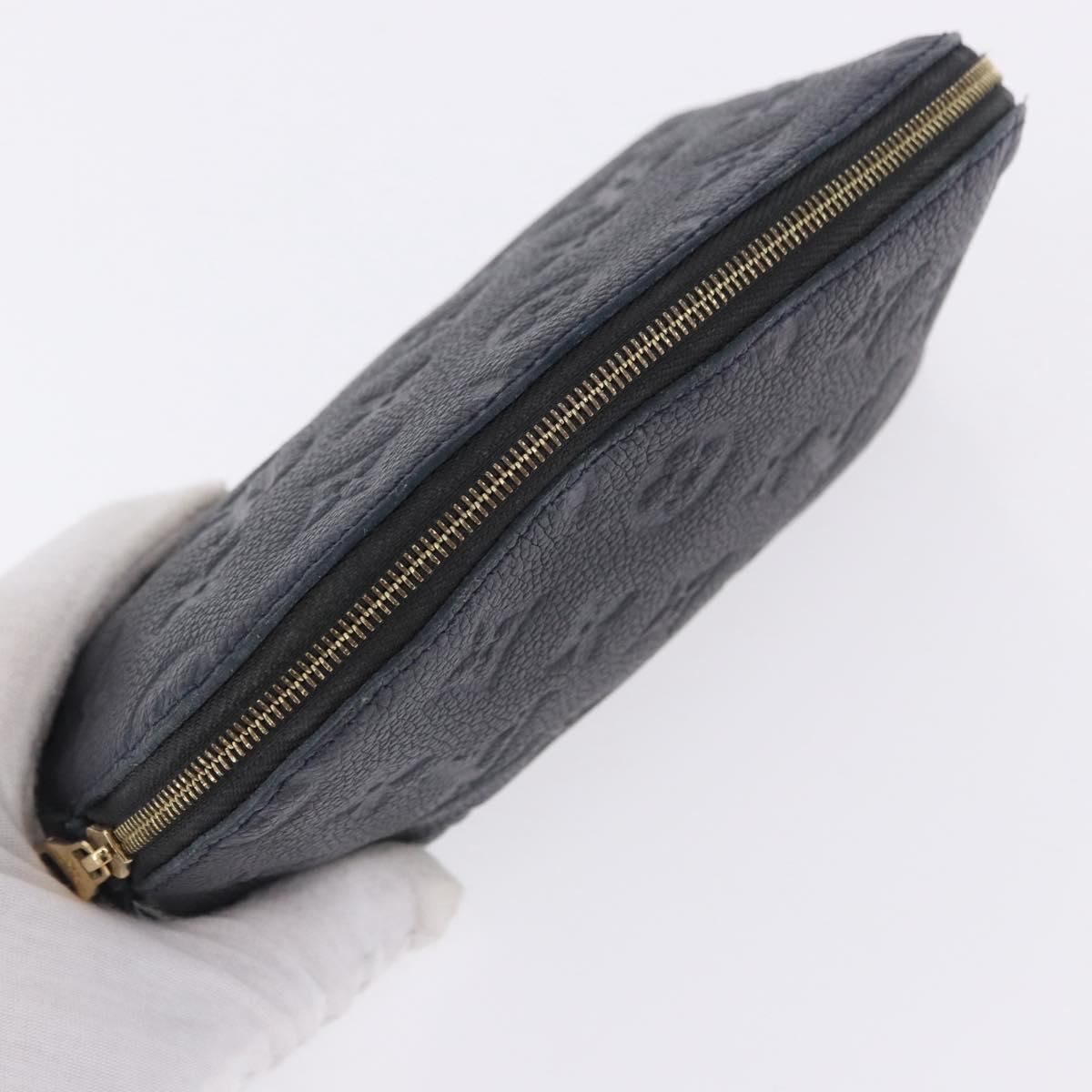 LOUIS VUITTON Monogram Empreinte Pochette Cosmetic PM Navy M69413 LV Auth ka5873