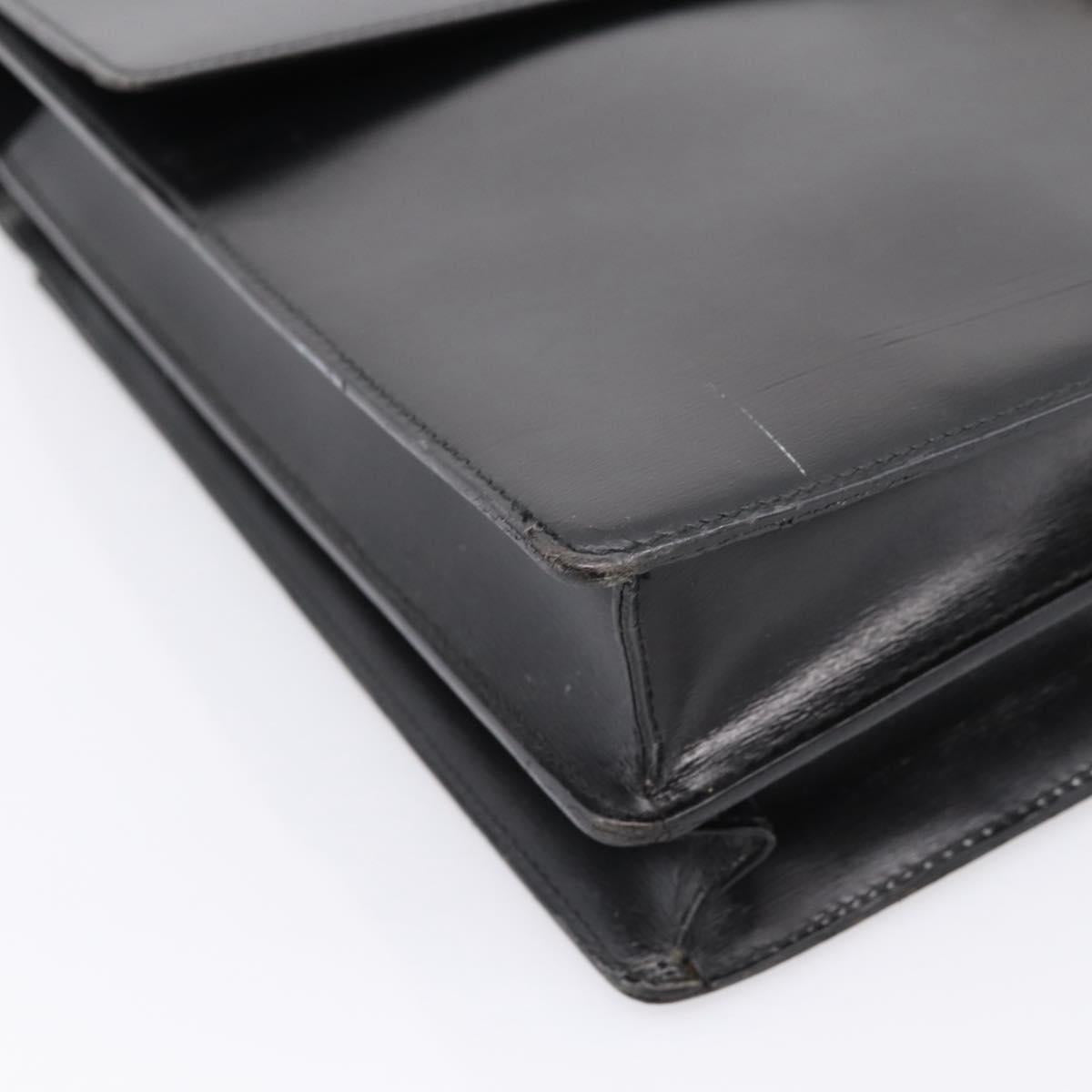CARTIER Business Bag Leather Black Gold Auth ka5875