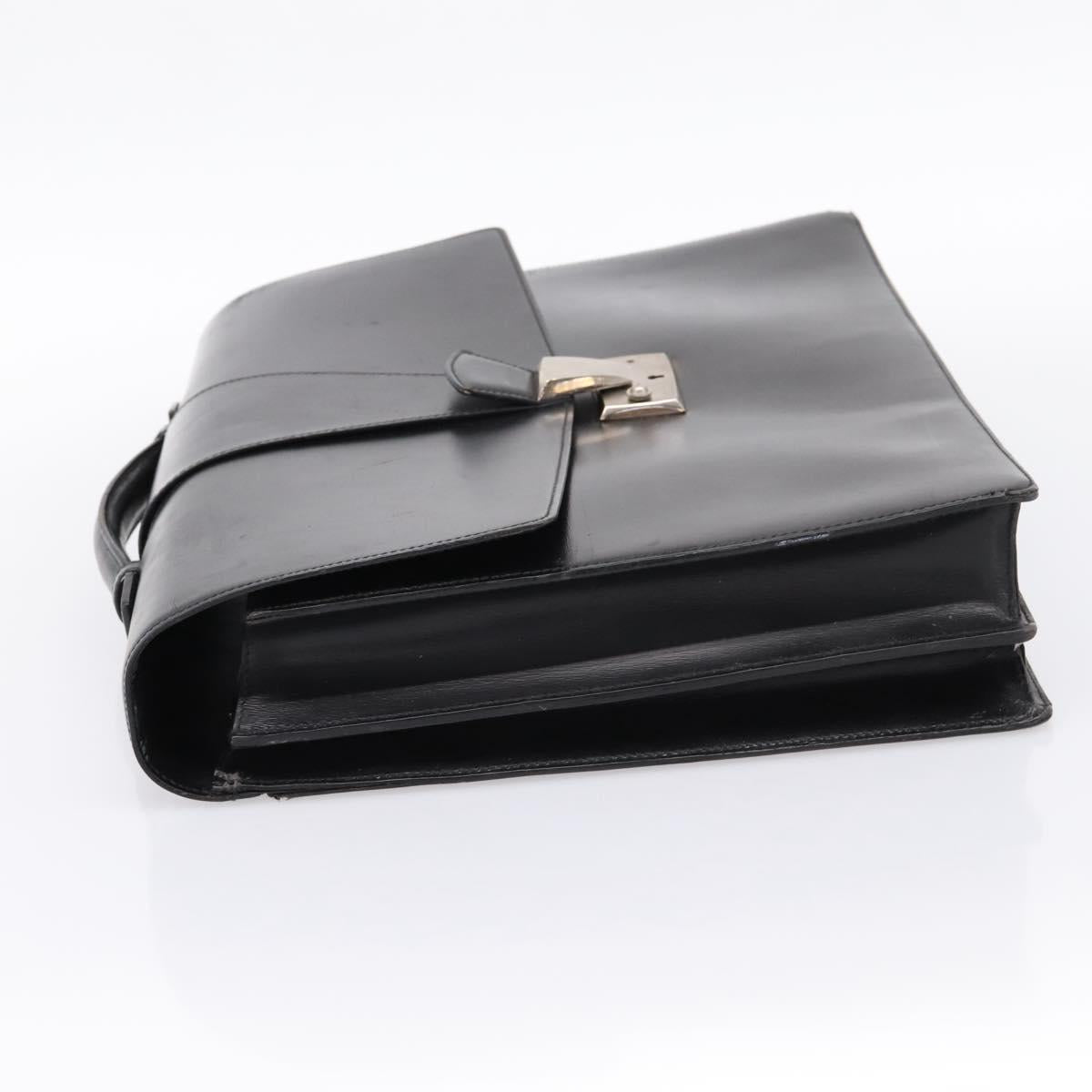CARTIER Business Bag Leather Black Gold Auth ka5875