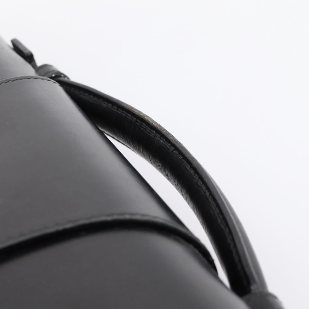 CARTIER Business Bag Leather Black Gold Auth ka5875