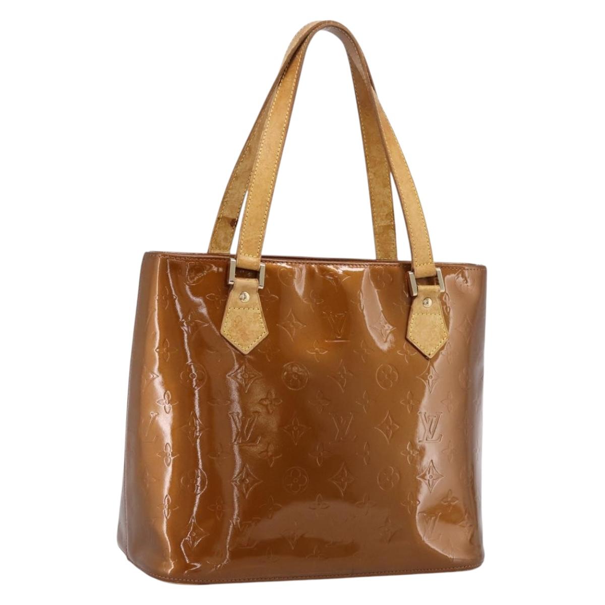 LOUIS VUITTON Monogram Vernis Houston Hand Bag Bronze M91122 LV Auth ka5876