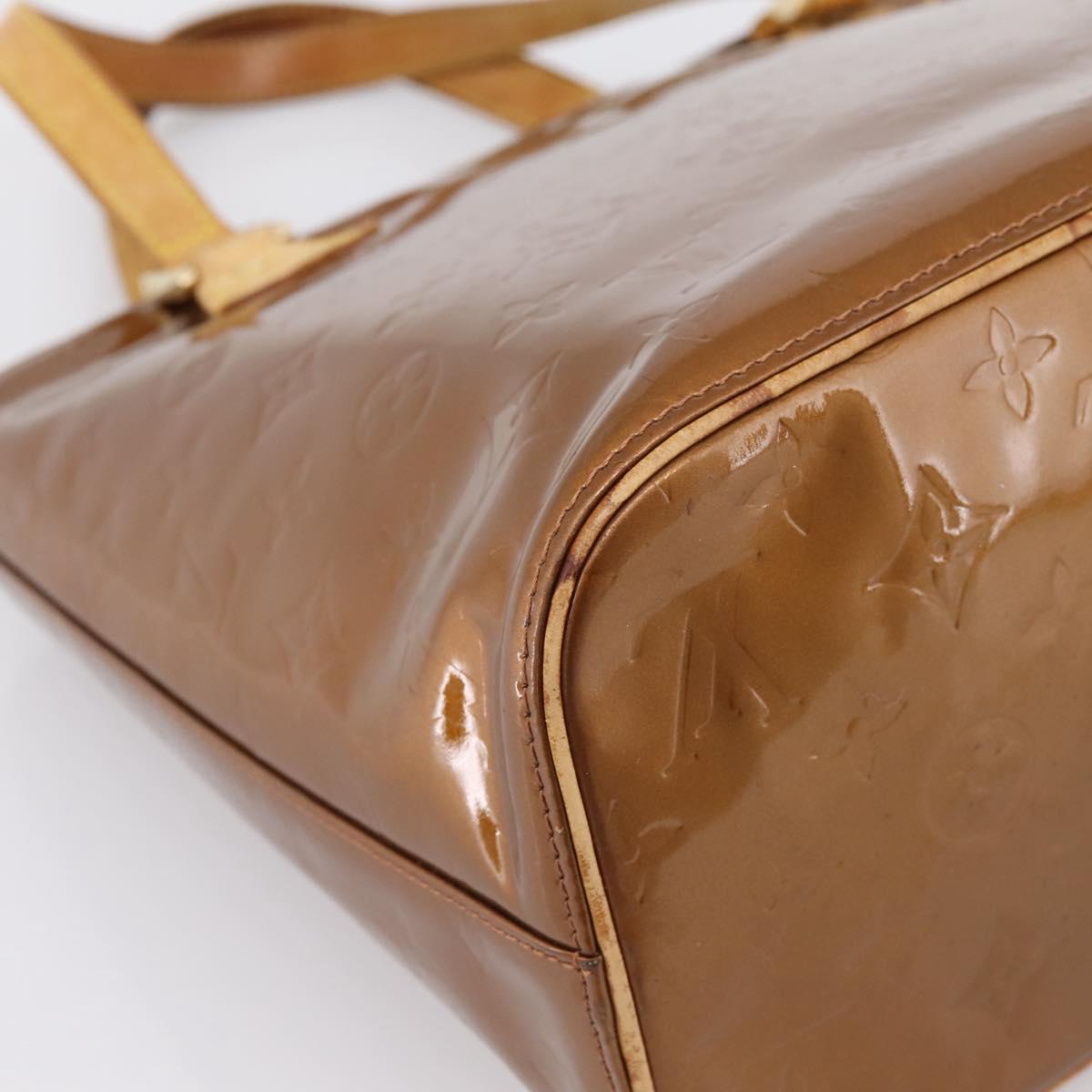 LOUIS VUITTON Monogram Vernis Houston Hand Bag Bronze M91122 LV Auth ka5876