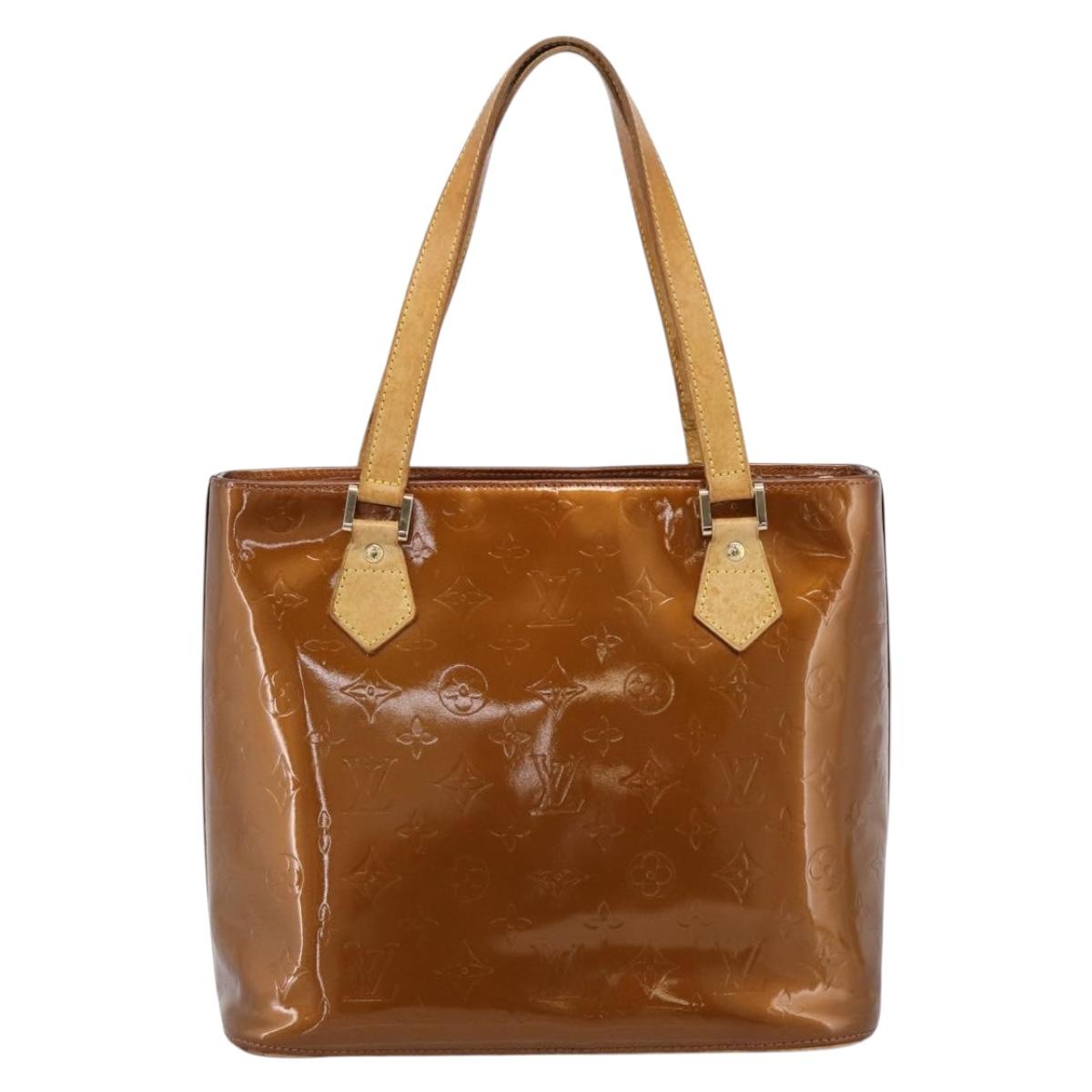 LOUIS VUITTON Monogram Vernis Houston Hand Bag Bronze M91122 LV Auth ka5876