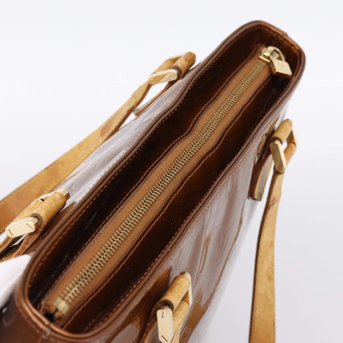 LOUIS VUITTON Monogram Vernis Houston Hand Bag Bronze M91122 LV Auth ka5876