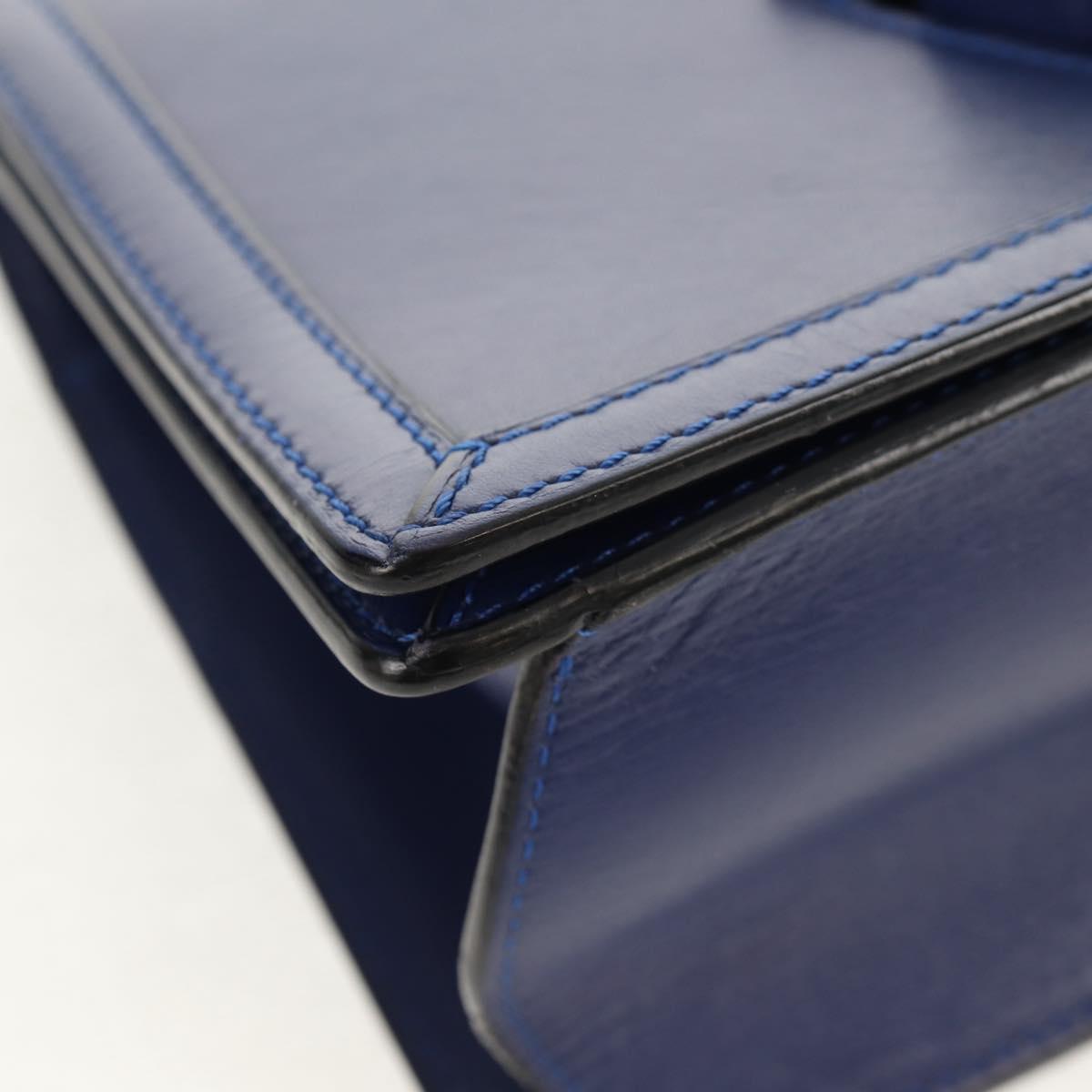 LOEWE Barcelona Shoulder Bag Leather Blue Gold Auth ka587V