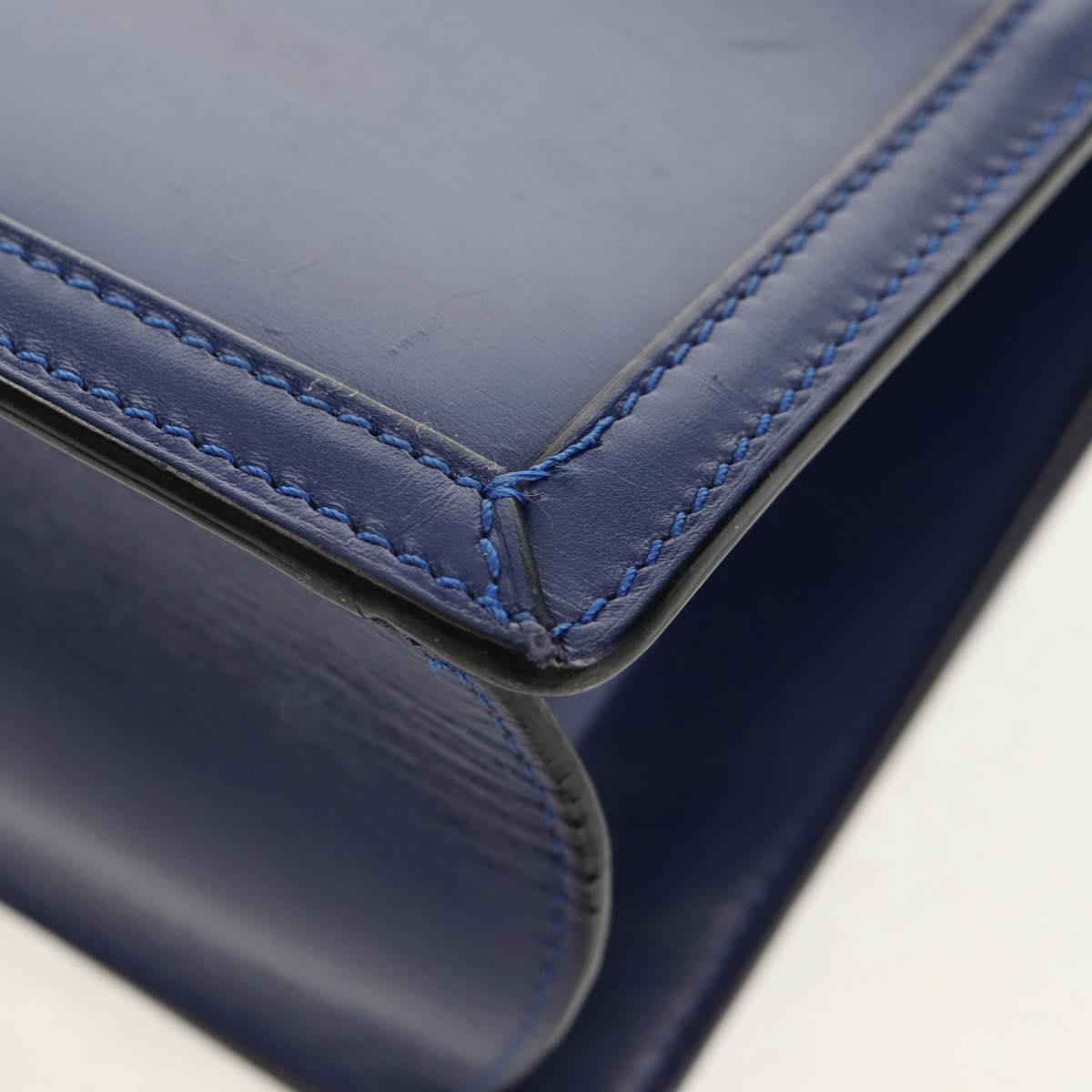 LOEWE Barcelona Shoulder Bag Leather Blue Gold Auth ka587V