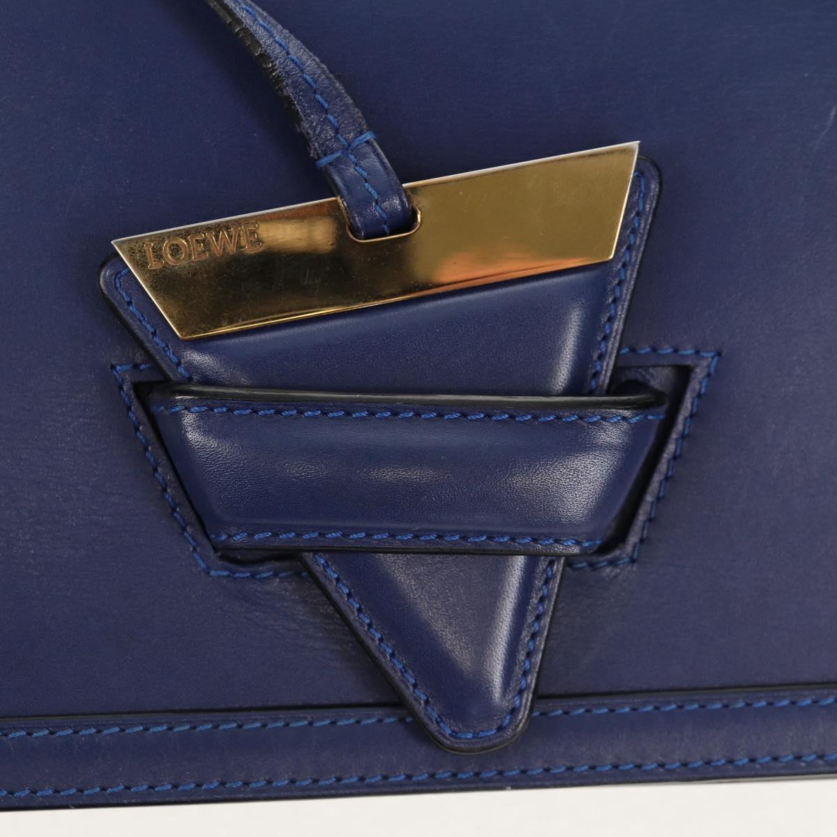 LOEWE Barcelona Shoulder Bag Leather Blue Gold Auth ka587V