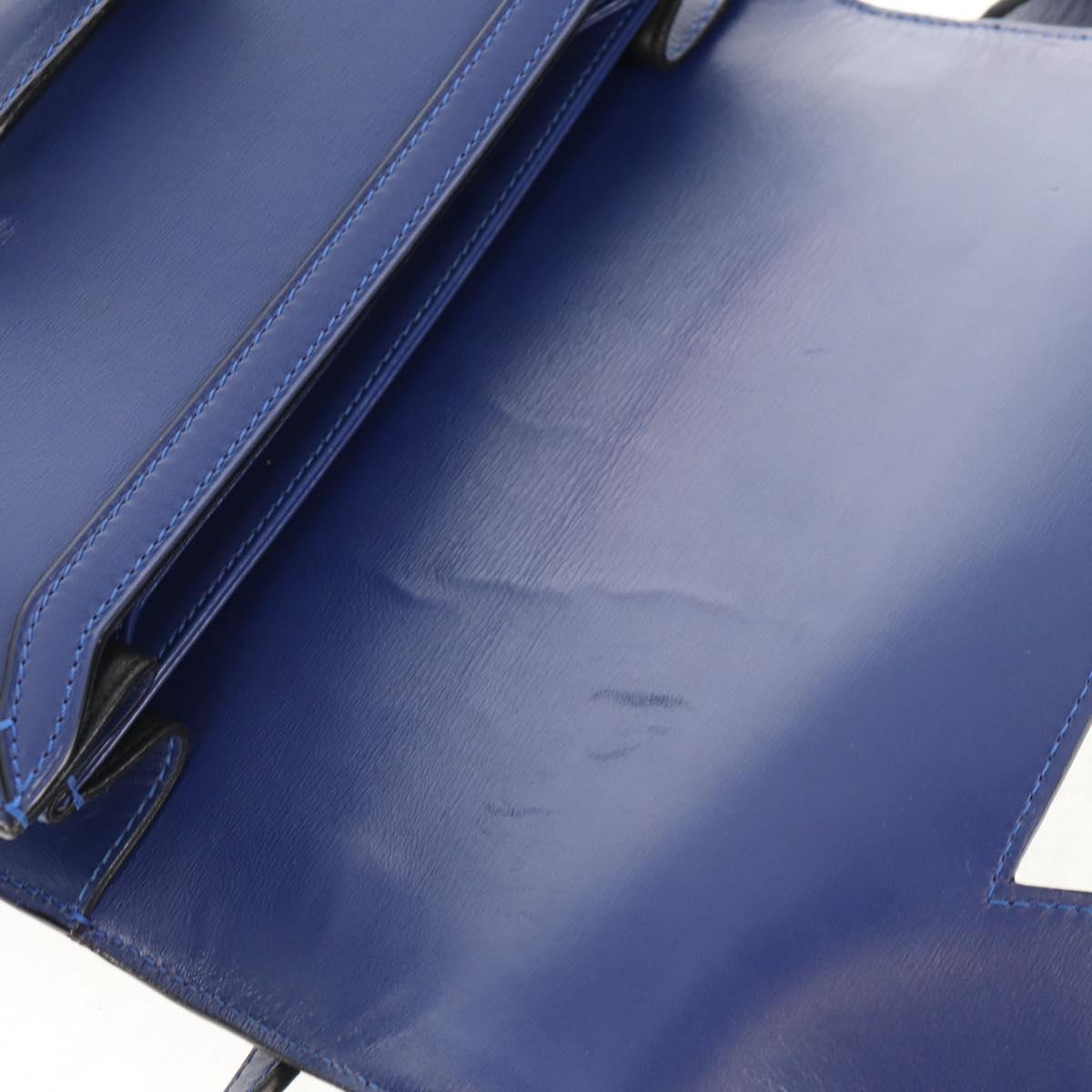 LOEWE Barcelona Shoulder Bag Leather Blue Gold Auth ka587V