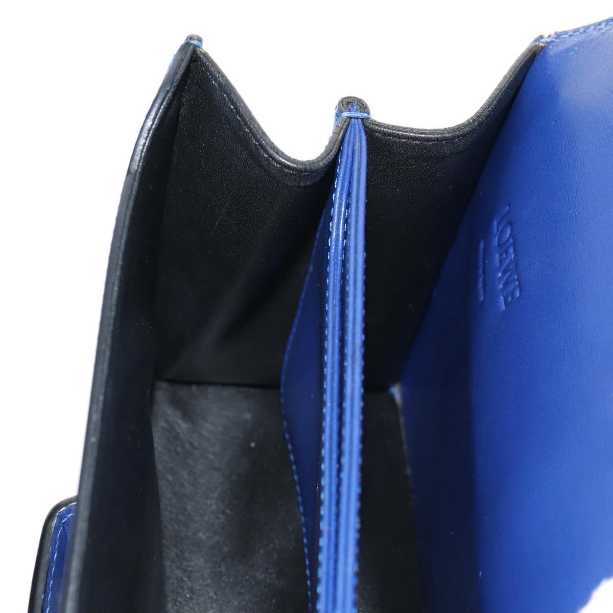 LOEWE Barcelona Shoulder Bag Leather Blue Gold Auth ka587V