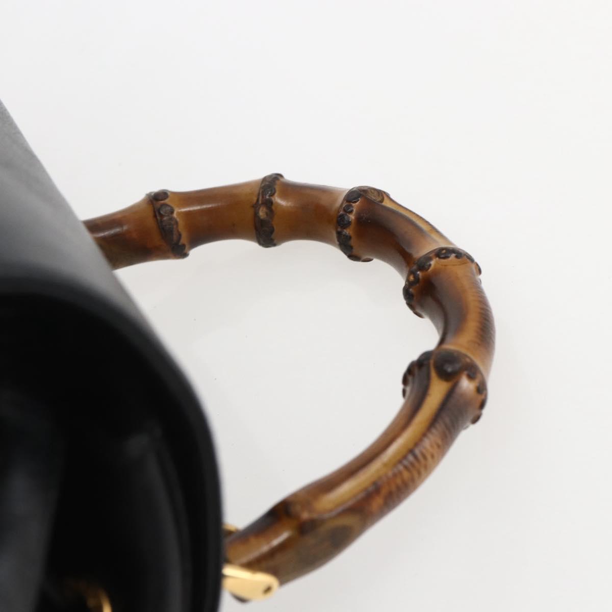 GUCCI Bamboo Backpack Leather Black Gold 003 2058 0016 Auth ka588