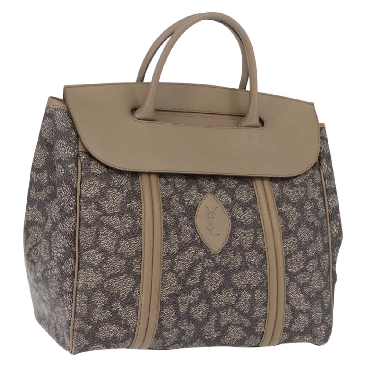 SAINT LAURENT Hand Bag Leather PVC Beige Auth ka5883
