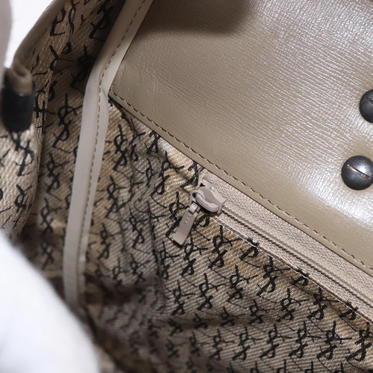 SAINT LAURENT Hand Bag Leather PVC Beige Auth ka5883